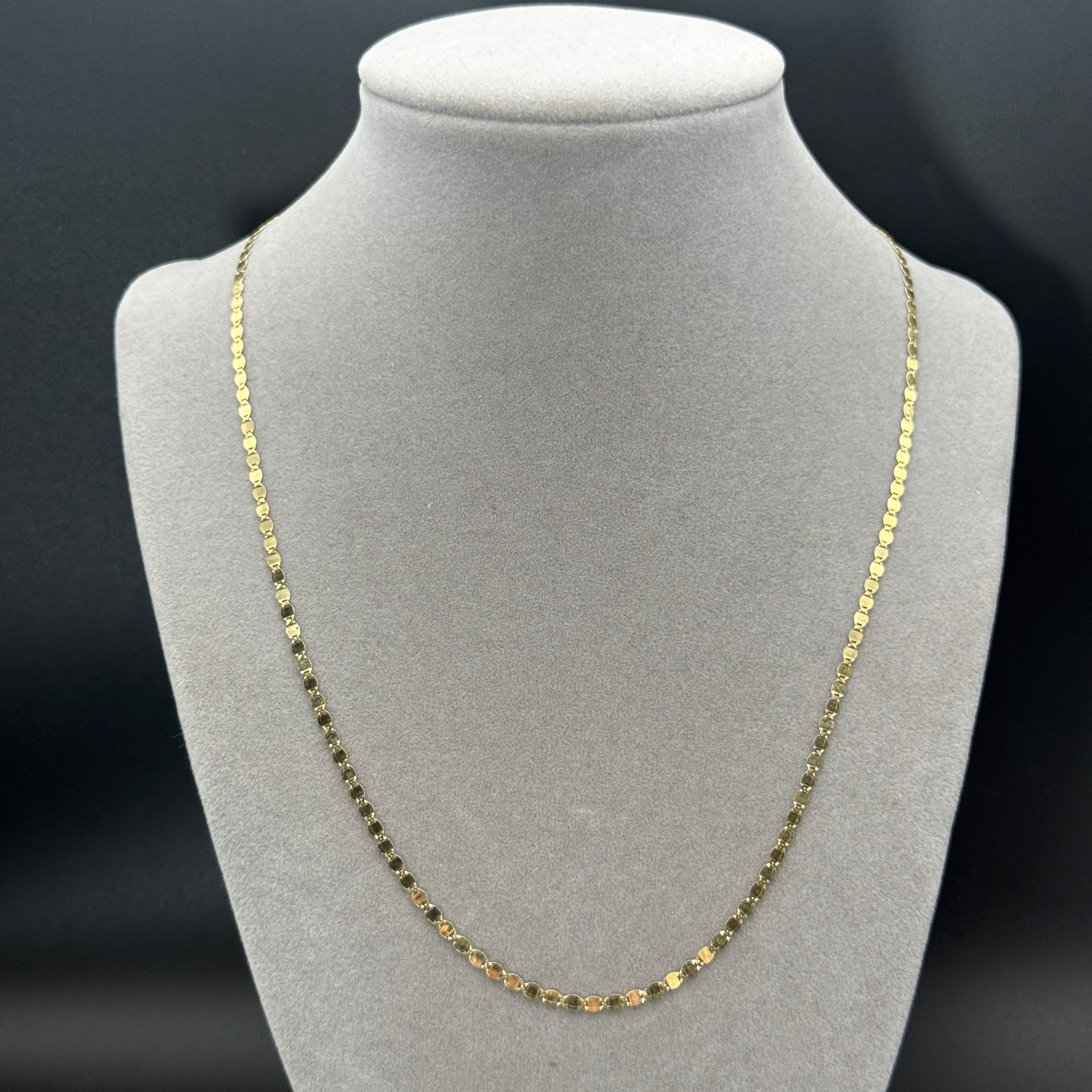 Yellow Gold Flat Link Chain Necklace