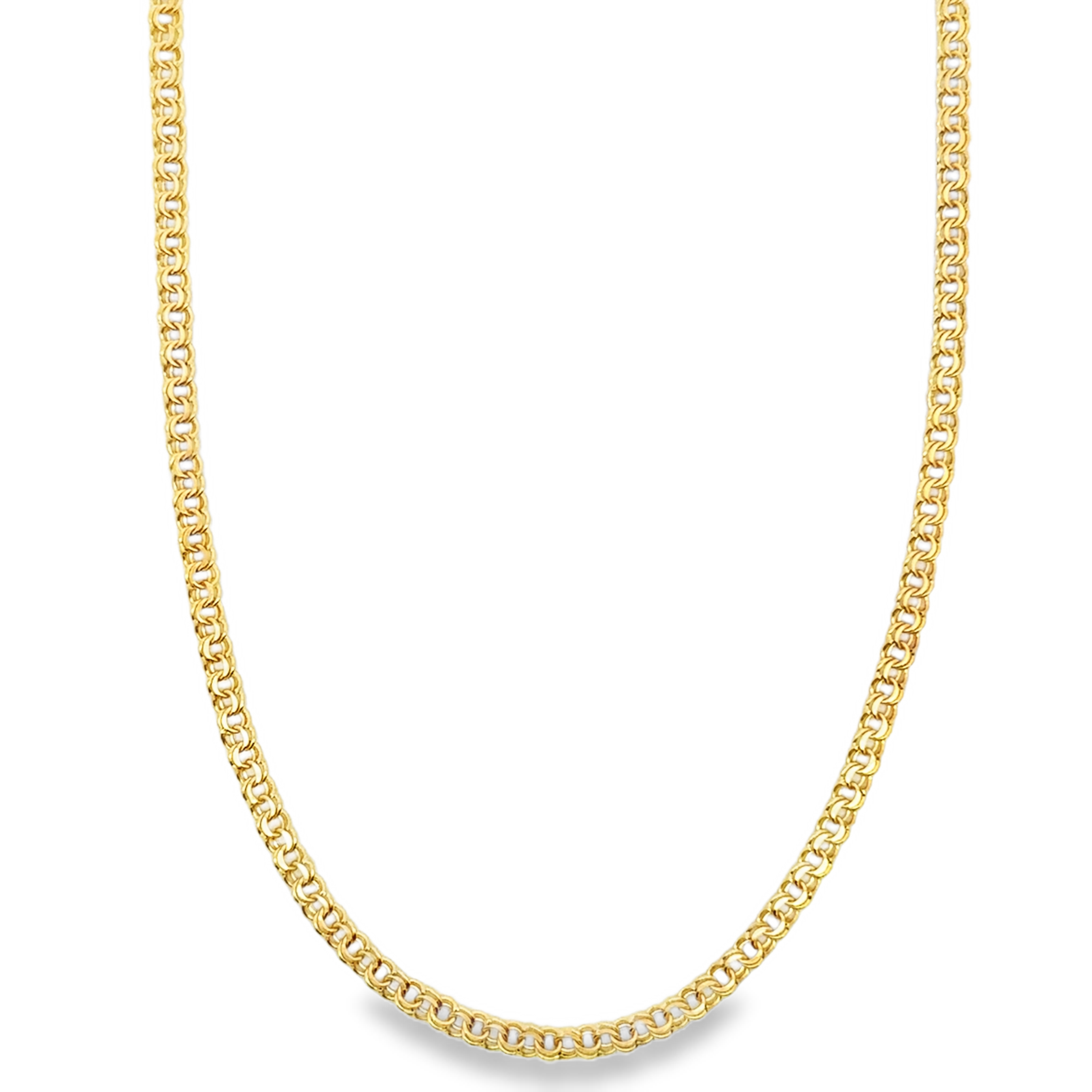Classic Interlocking Link Chain Necklace in Yellow Gold