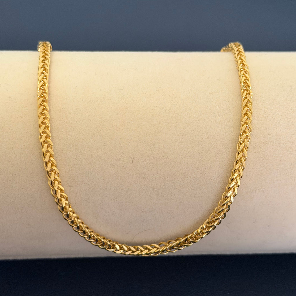 Yellow Gold Wheat Link Chain Bracelet