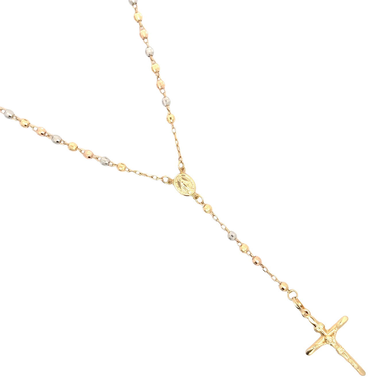 Elegant Yellow Gold Beaded Rosary Necklace