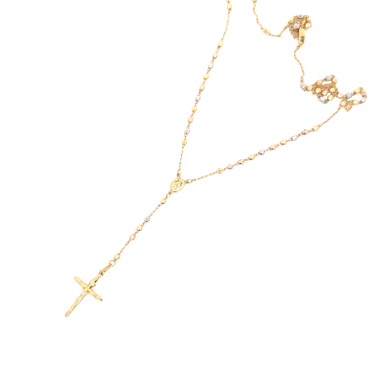 Elegant Yellow Gold Beaded Rosary Necklace