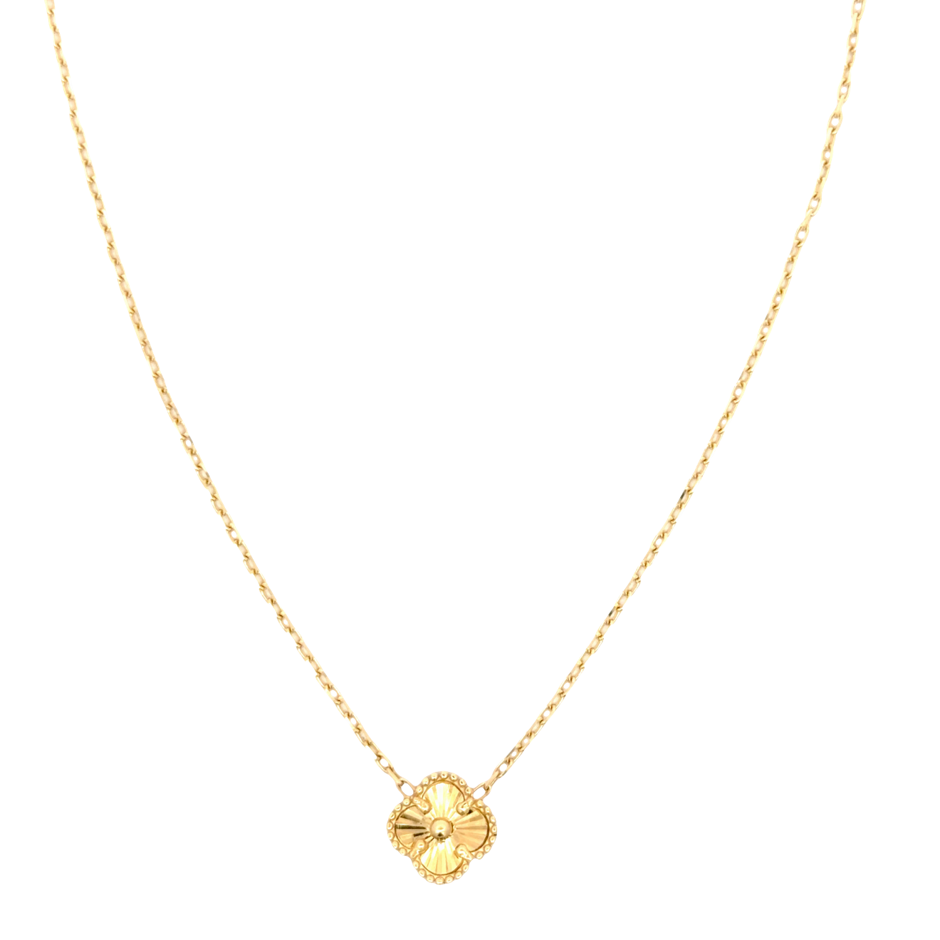 Yellow Gold Clover Pendant Chain Necklace