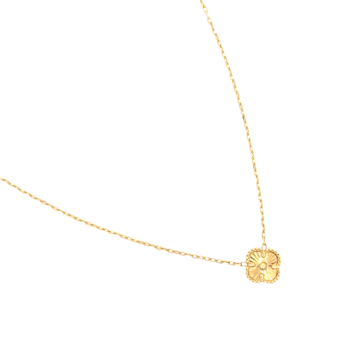Yellow Gold Clover Pendant Chain Necklace