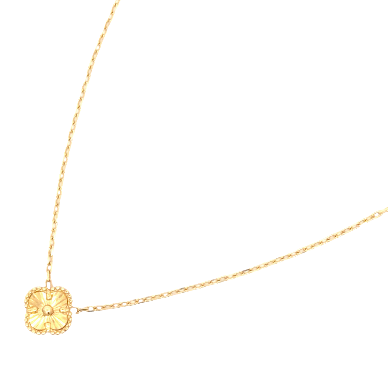 Yellow Gold Clover Pendant Chain Necklace