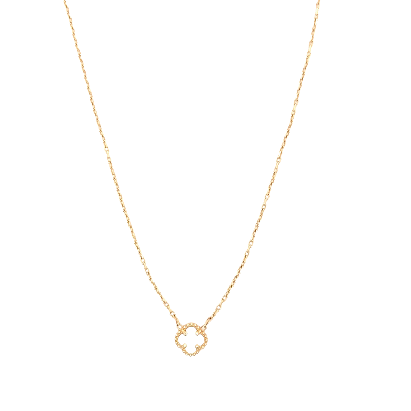 Delicate Yellow Gold Clover Chain Necklace