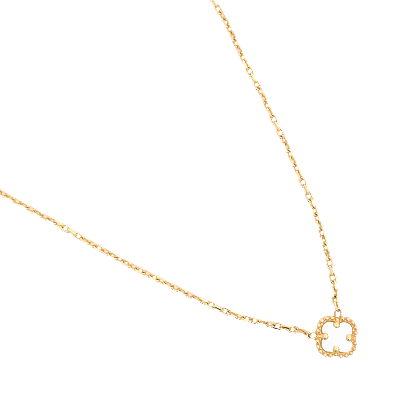 Delicate Yellow Gold Clover Chain Necklace