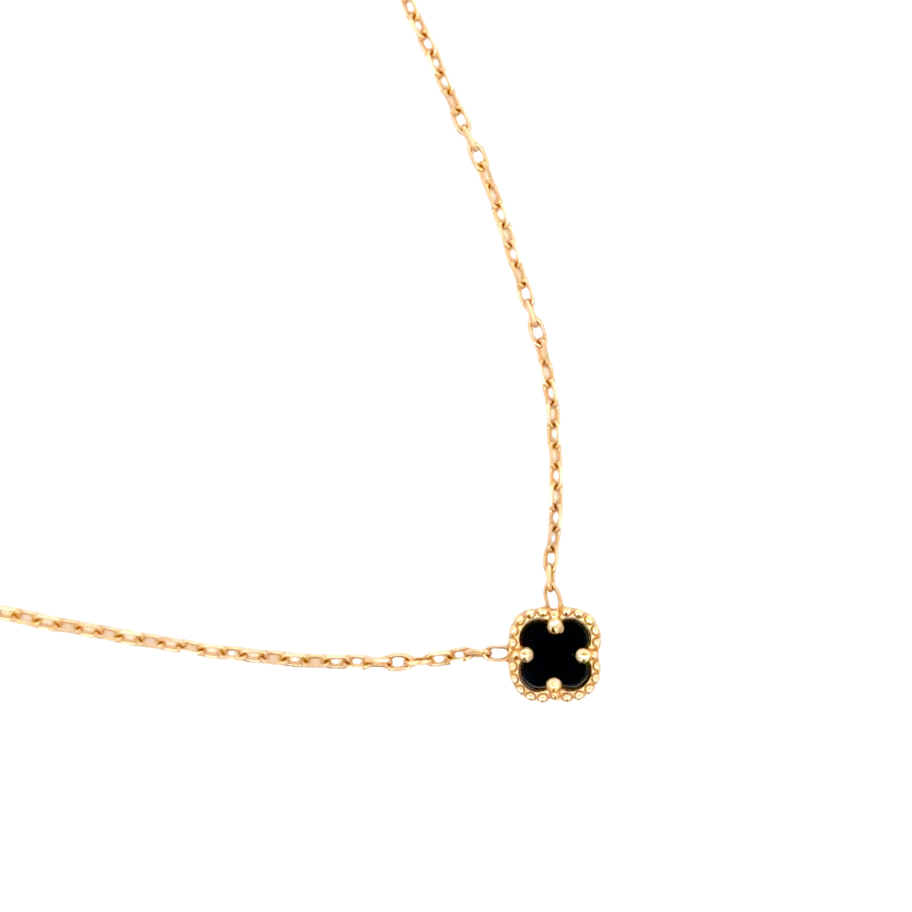 Yellow Gold Charm Necklace with Onyx