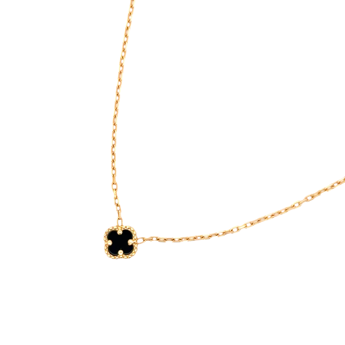 Yellow Gold Charm Necklace with Onyx