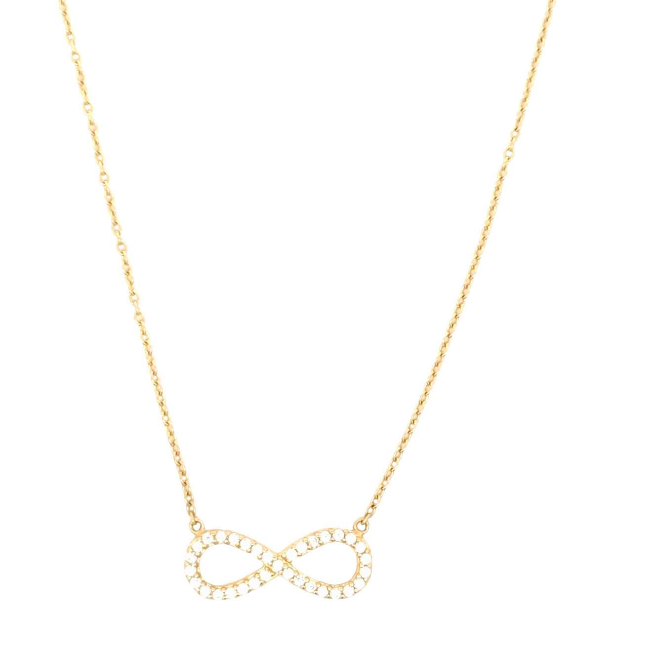 Yellow Gold Charm Necklace with Round Brilliant Diamond Infinity Pendant