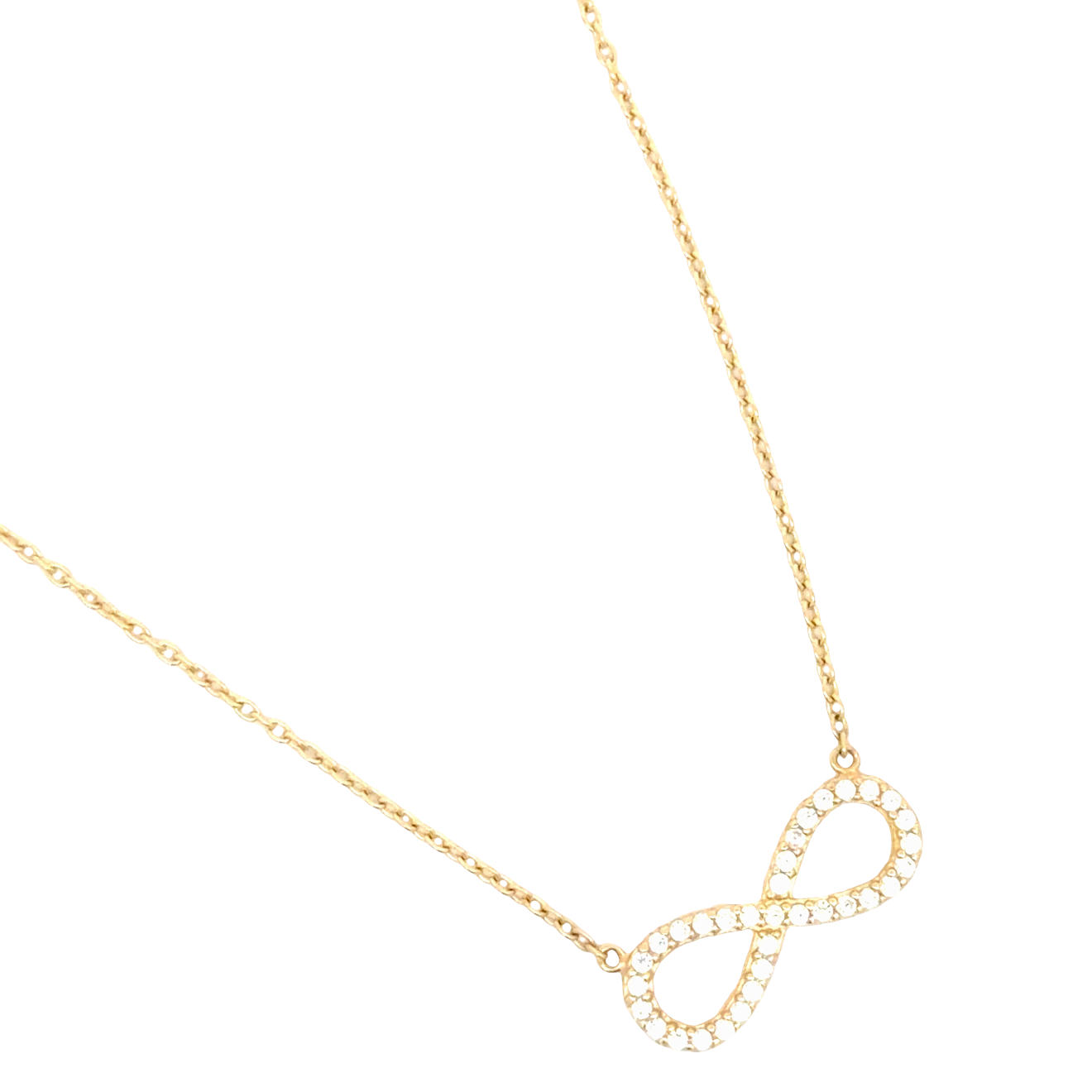 Yellow Gold Charm Necklace with Round Brilliant Diamond Infinity Pendant
