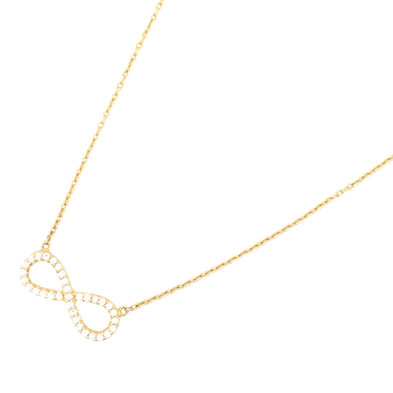 Yellow Gold Charm Necklace with Round Brilliant Diamond Infinity Pendant