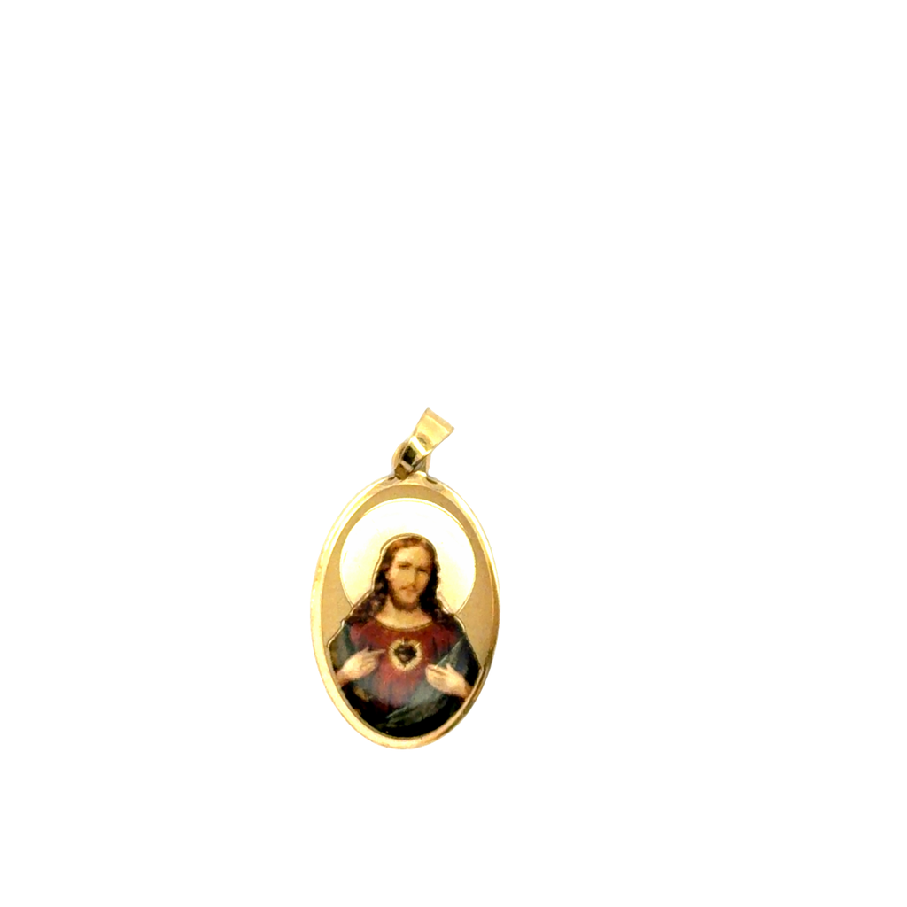 Sacred Heart Yellow Gold Religious Pendant