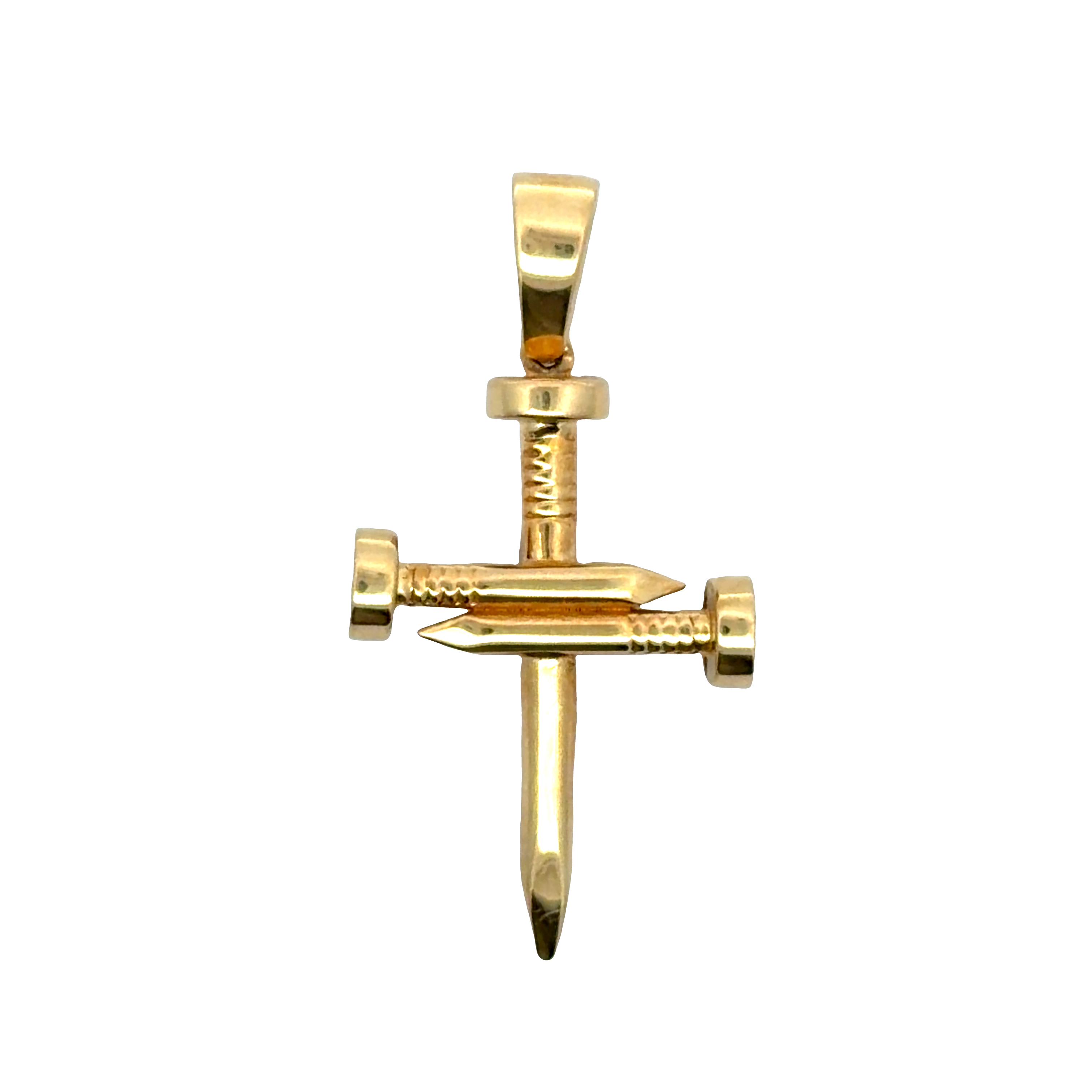 Yellow Gold Nail Cross Pendant
