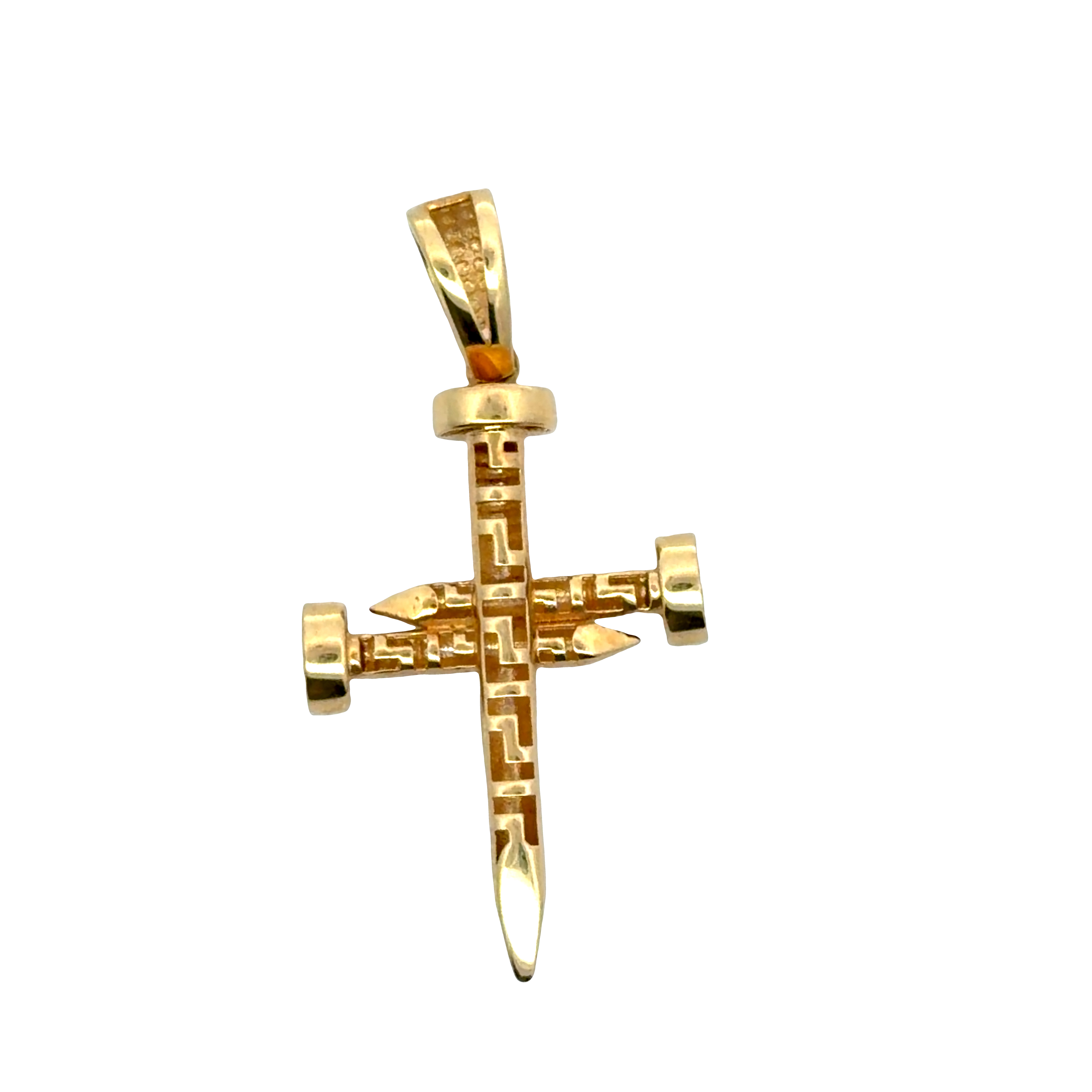 Yellow Gold Nail Cross Pendant