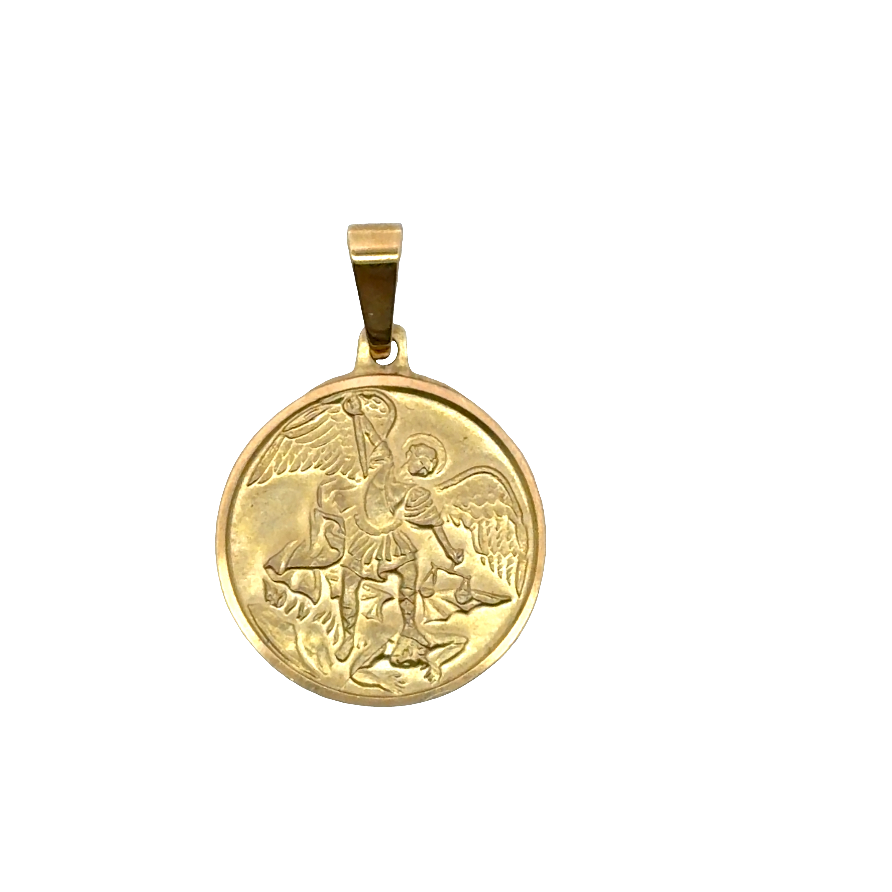 Yellow Gold Medallion Pendant with Artful Drawing