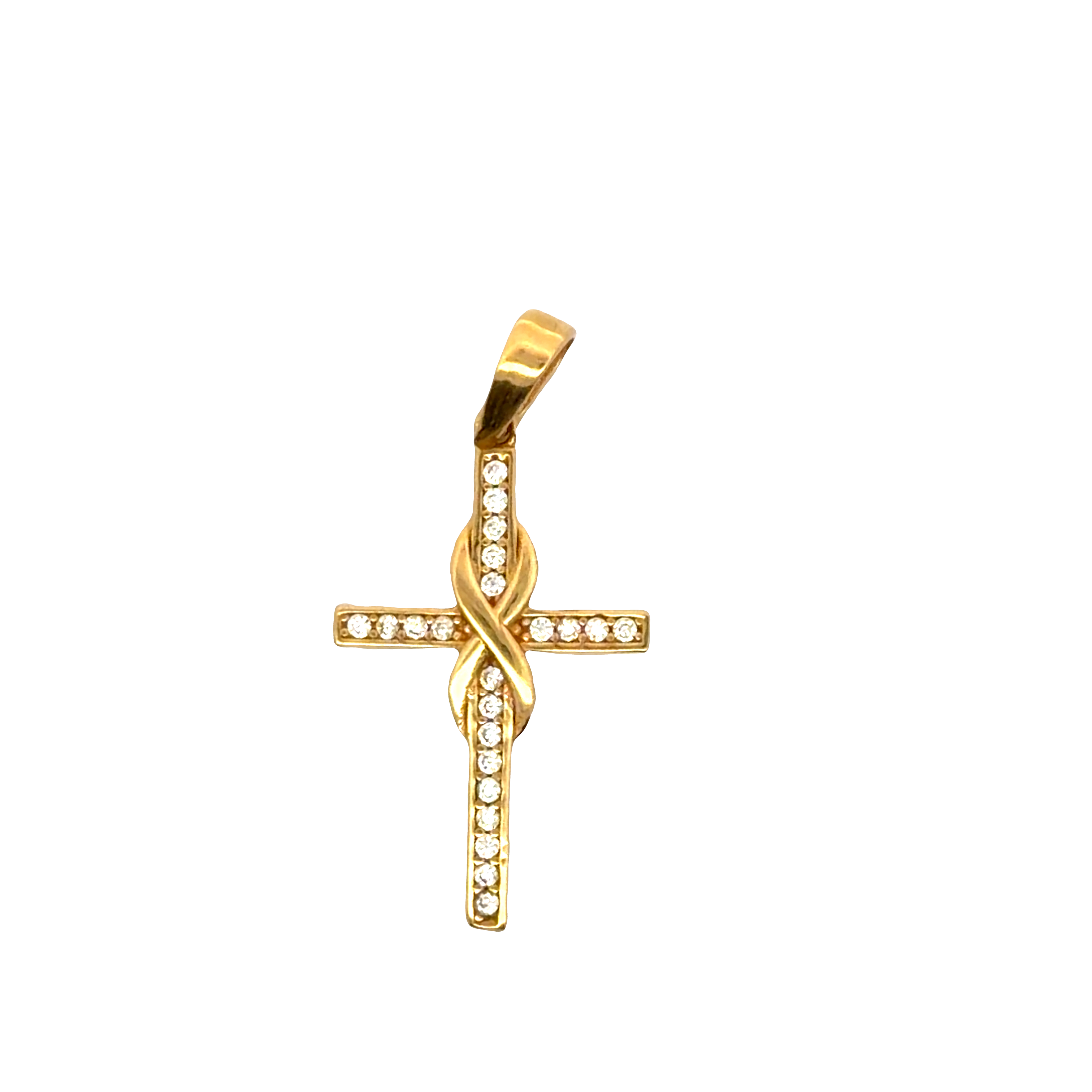 Yellow Gold Cross Pendant with Round Brilliant Cut Diamonds