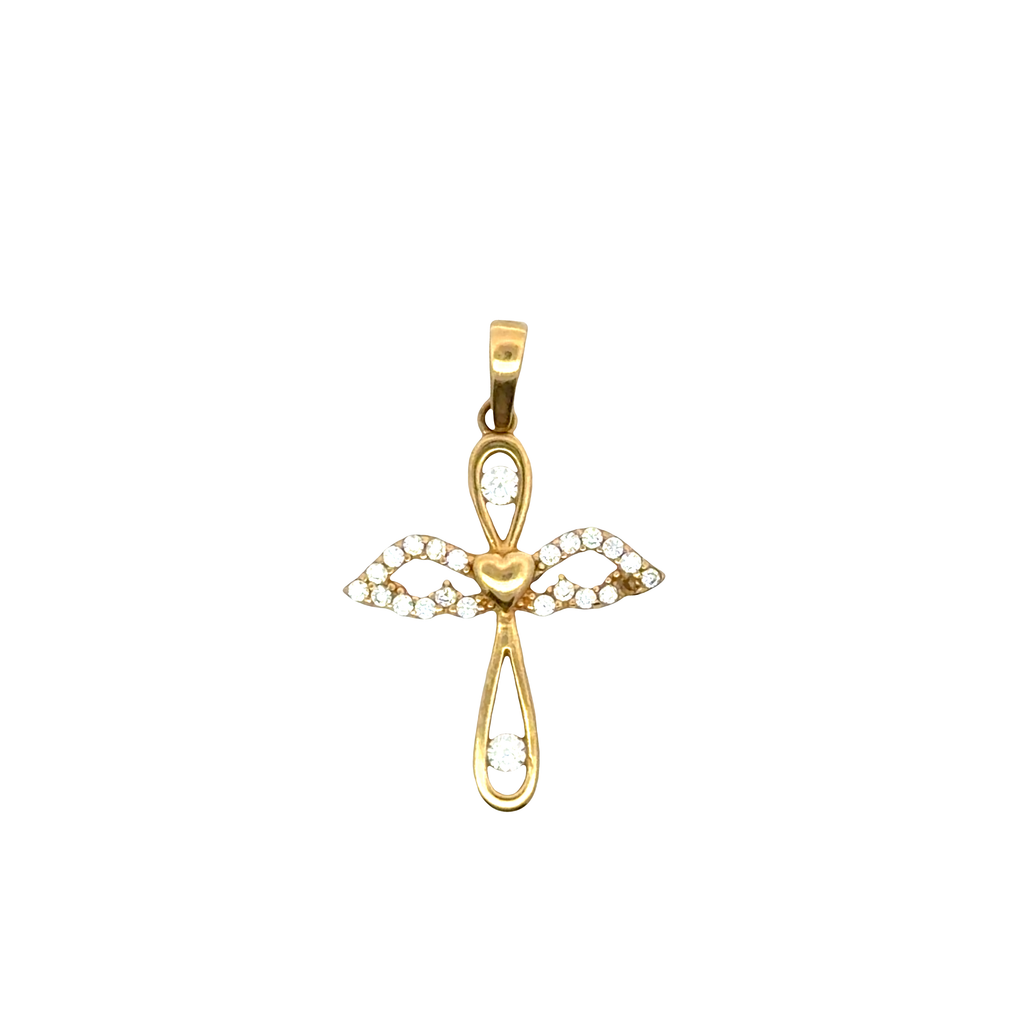 Yellow Gold Angel Wings Diamond Pendant
