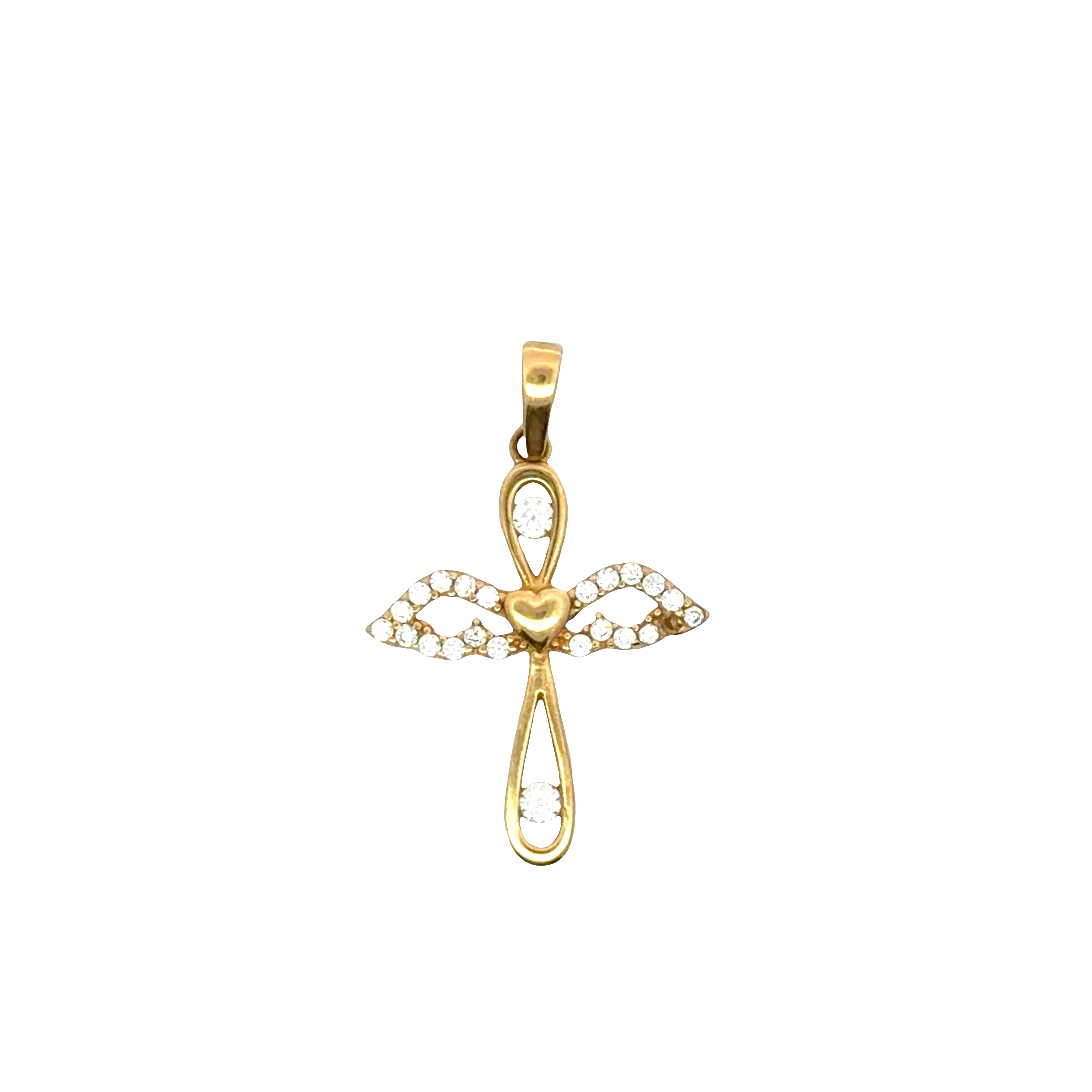 Yellow Gold Angel Wings Diamond Pendant