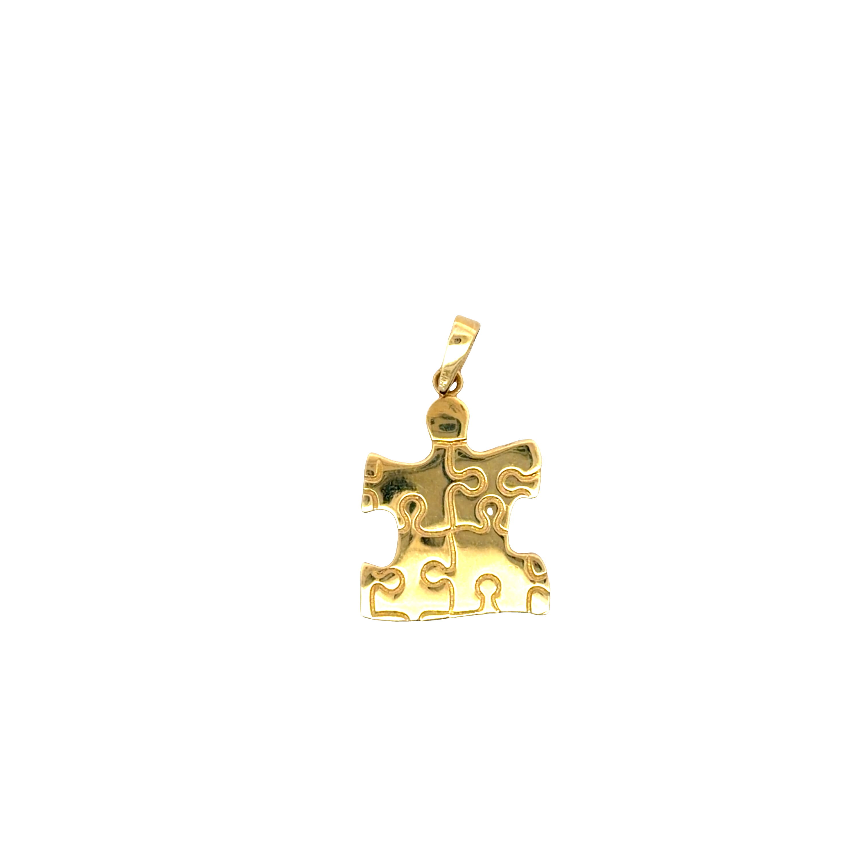 Yellow Gold Jigsaw Puzzle Awareness Pendant