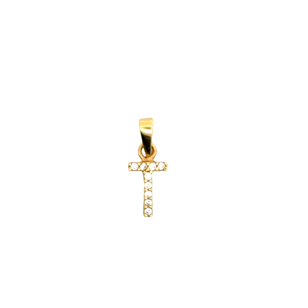 'T' Pendant in Yellow Gold