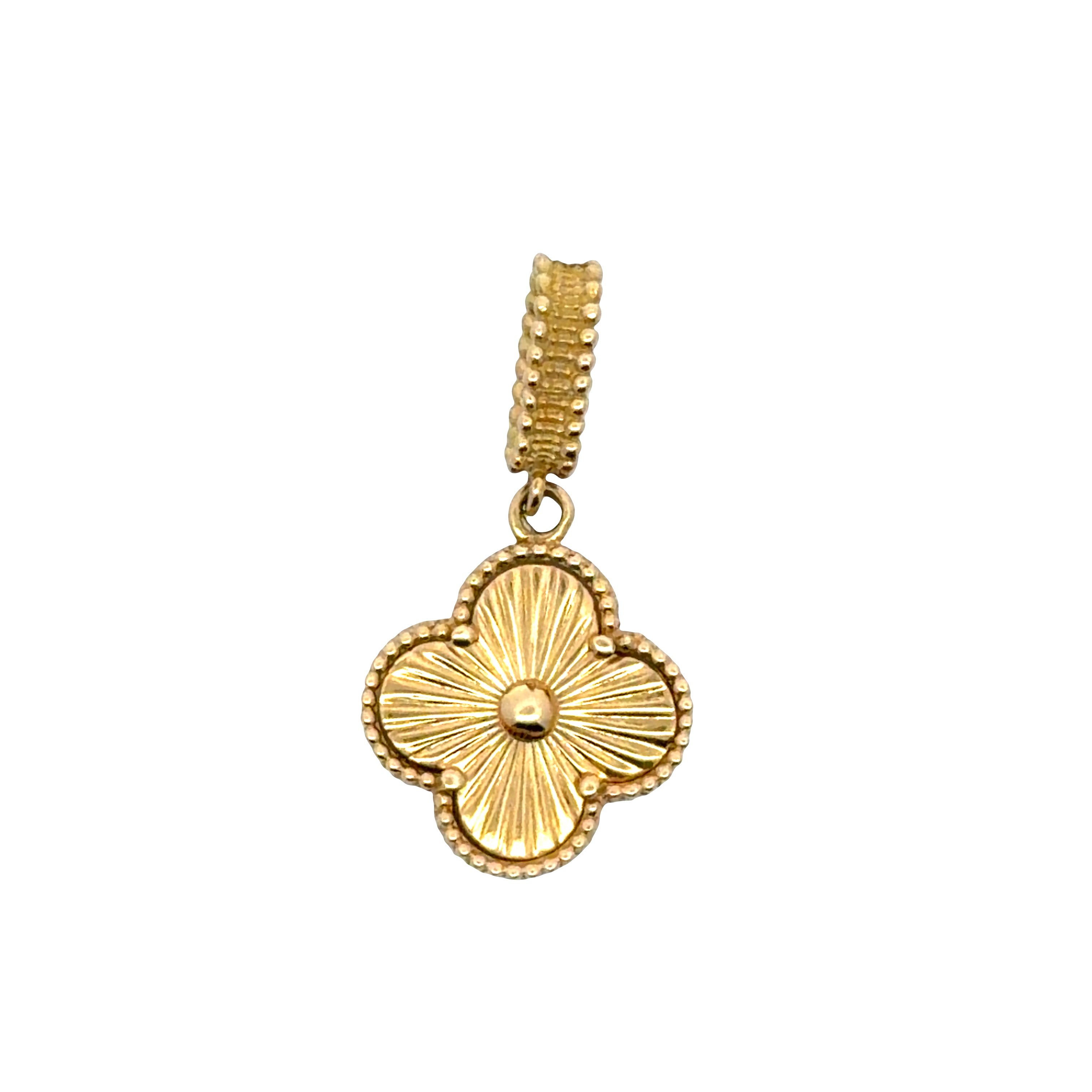 Yellow Gold Quatrefoil Pendant with Beaded Detail
