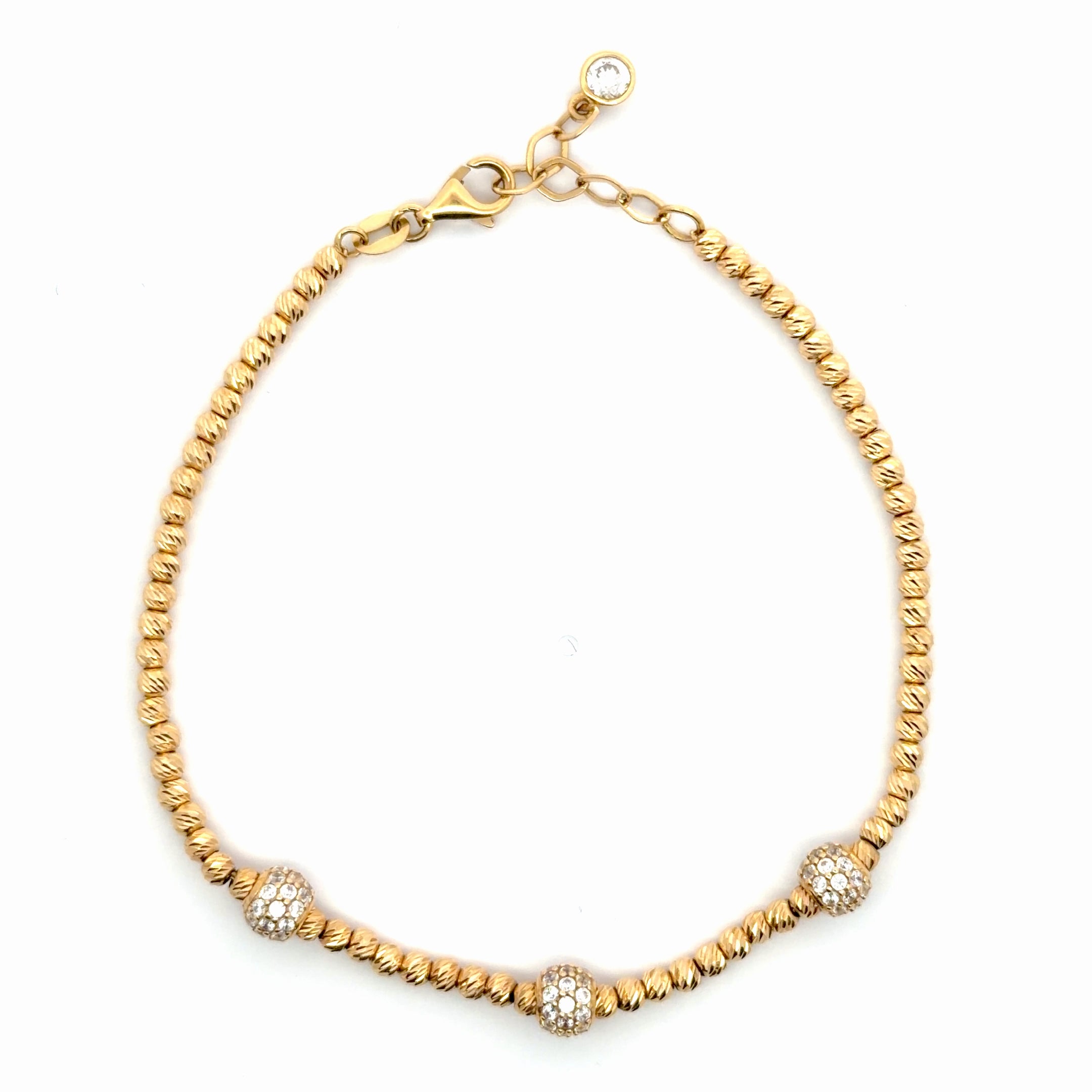 Yellow Gold Chain Bracelet with Round Brilliant