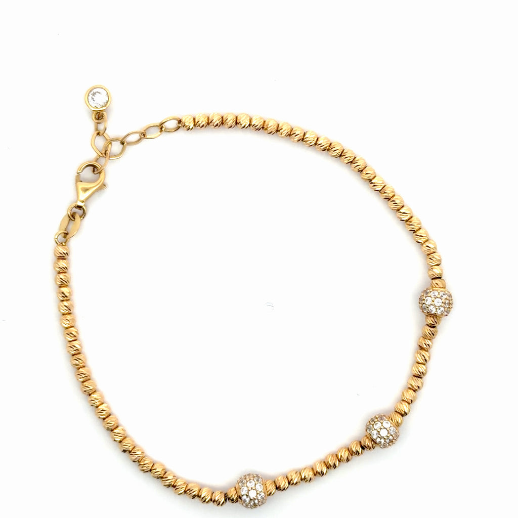 Yellow Gold Chain Bracelet with Round Brilliant
