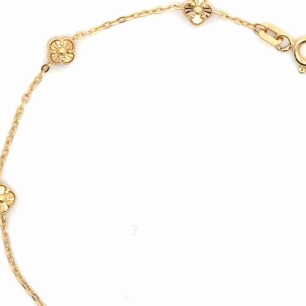 18K Yellow Gold Clover Station Chain Bracelet