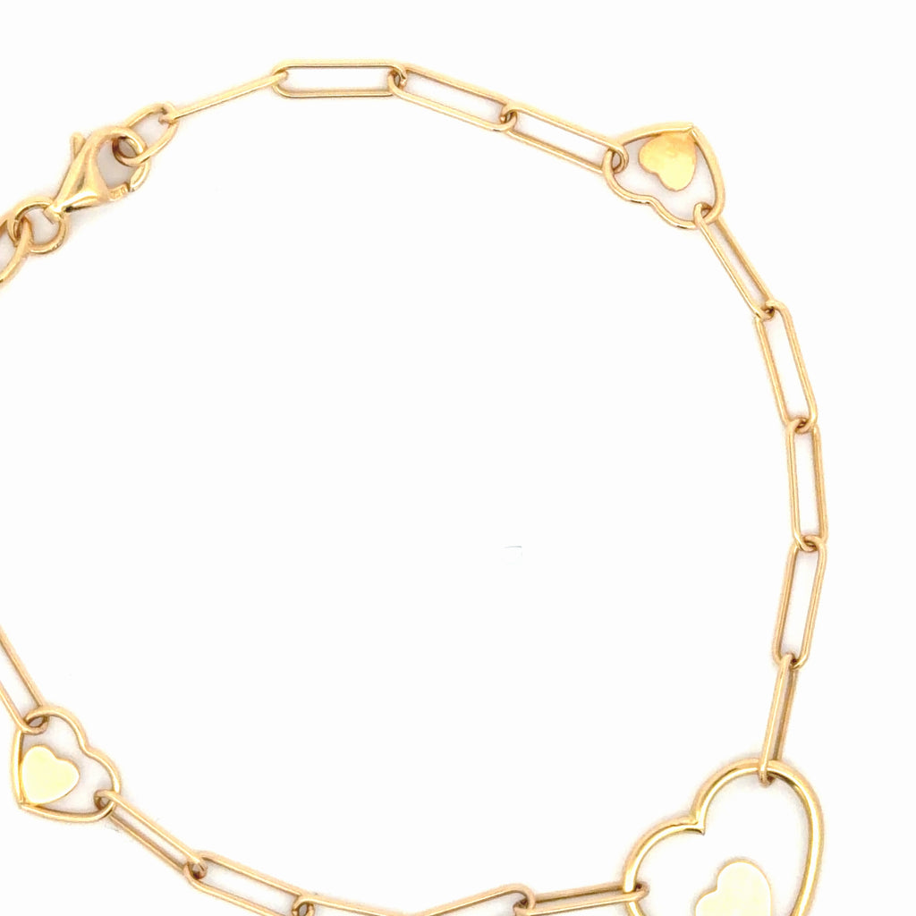 Yellow Gold Heart Motif Chain Bracelet