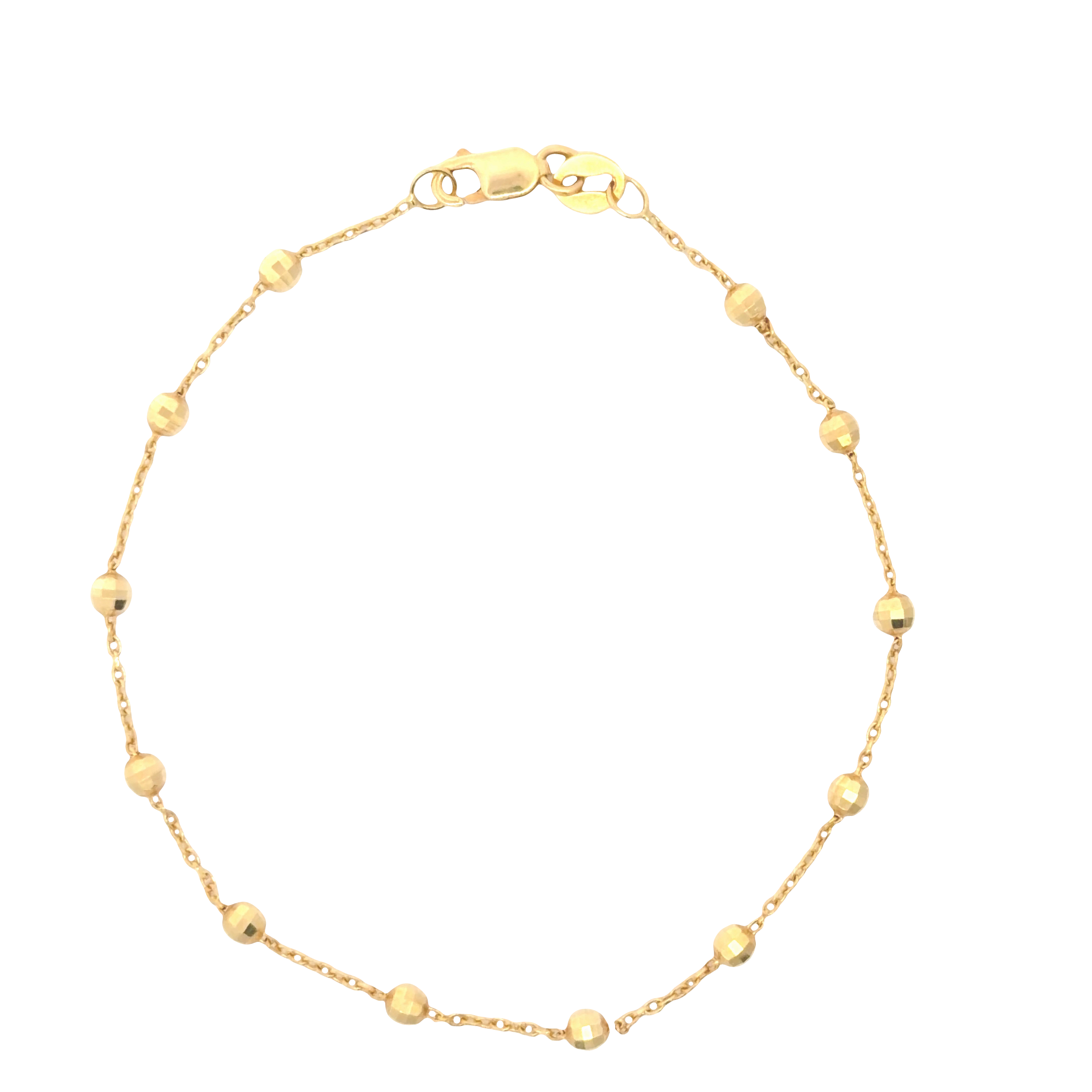 18K Yellow Gold Beaded Chain Bracelet