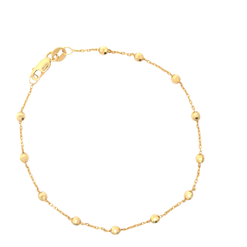18K Yellow Gold Beaded Chain Bracelet