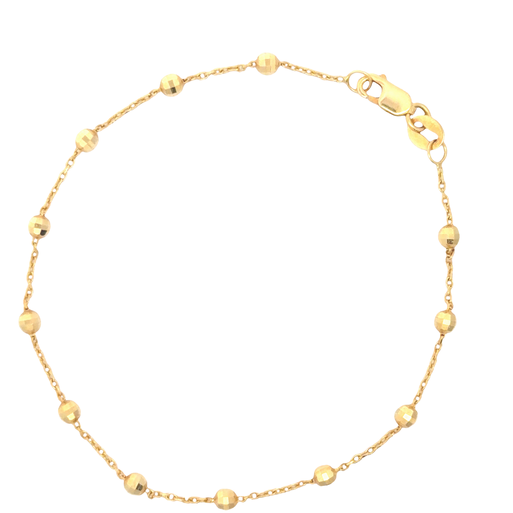 18K Yellow Gold Beaded Chain Bracelet