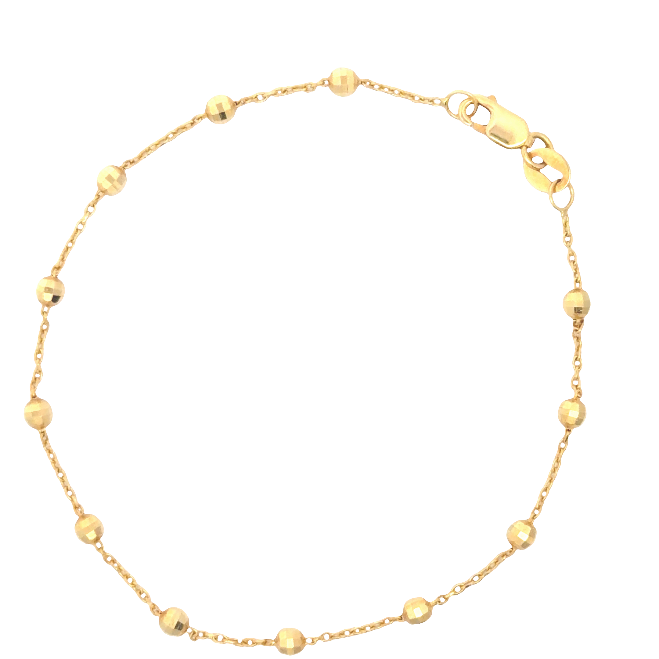 18K Yellow Gold Beaded Chain Bracelet