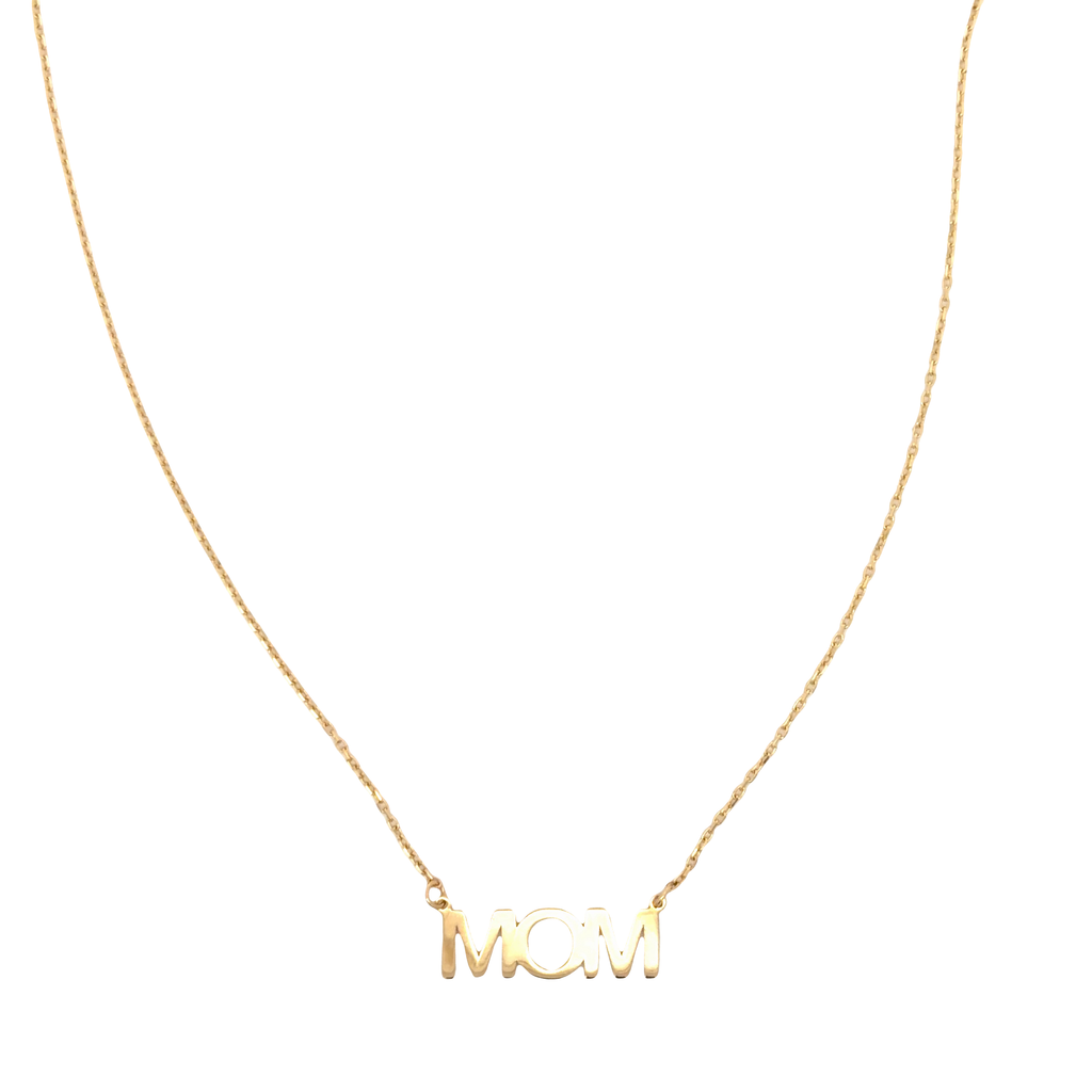 Yellow Gold "MOM" Pendant Chain Necklace