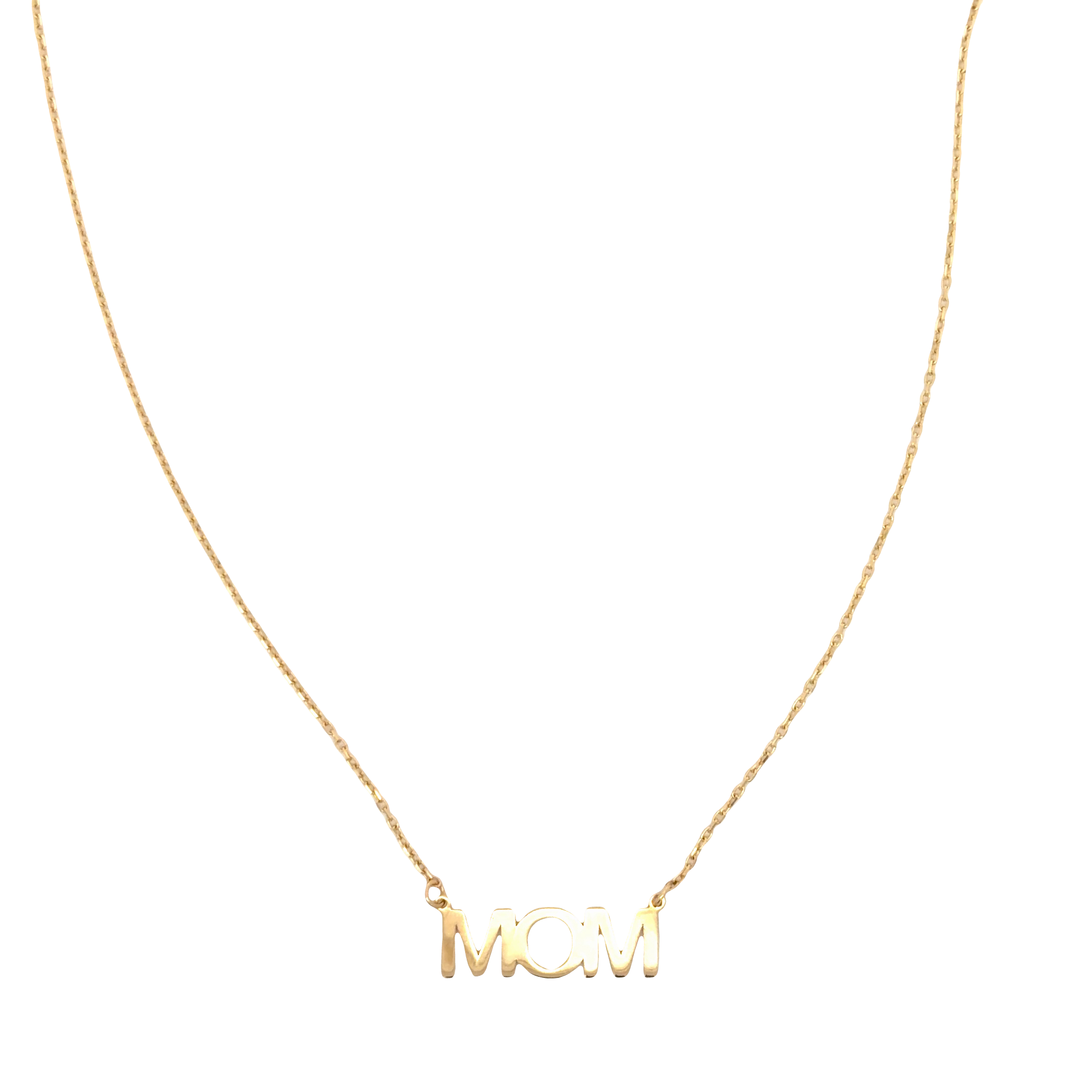 Yellow Gold "MOM" Pendant Chain Necklace