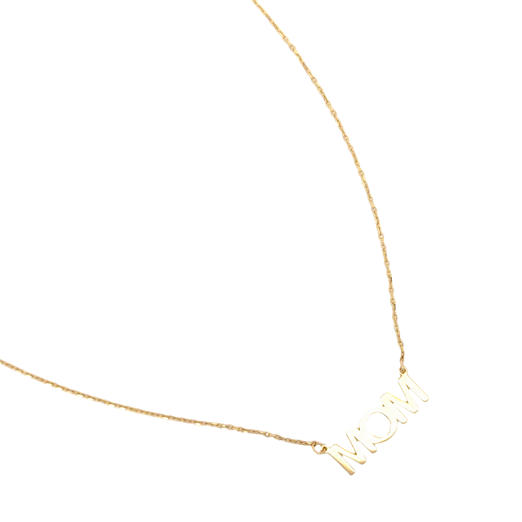 Yellow Gold "MOM" Pendant Chain Necklace