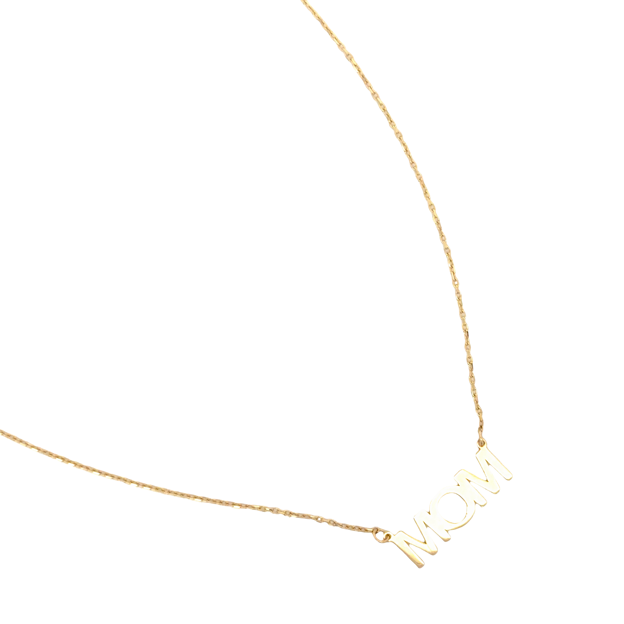 Yellow Gold "MOM" Pendant Chain Necklace