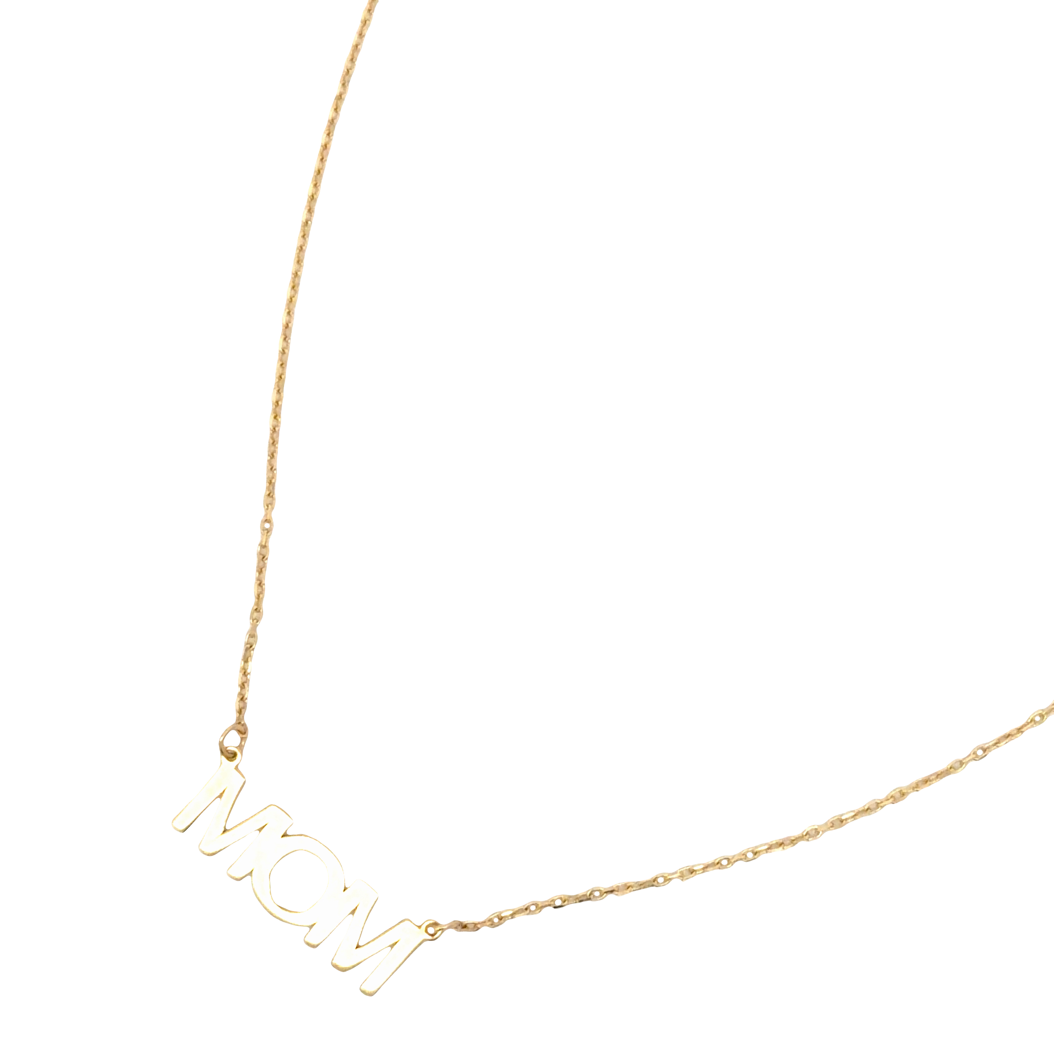 Yellow Gold "MOM" Pendant Chain Necklace