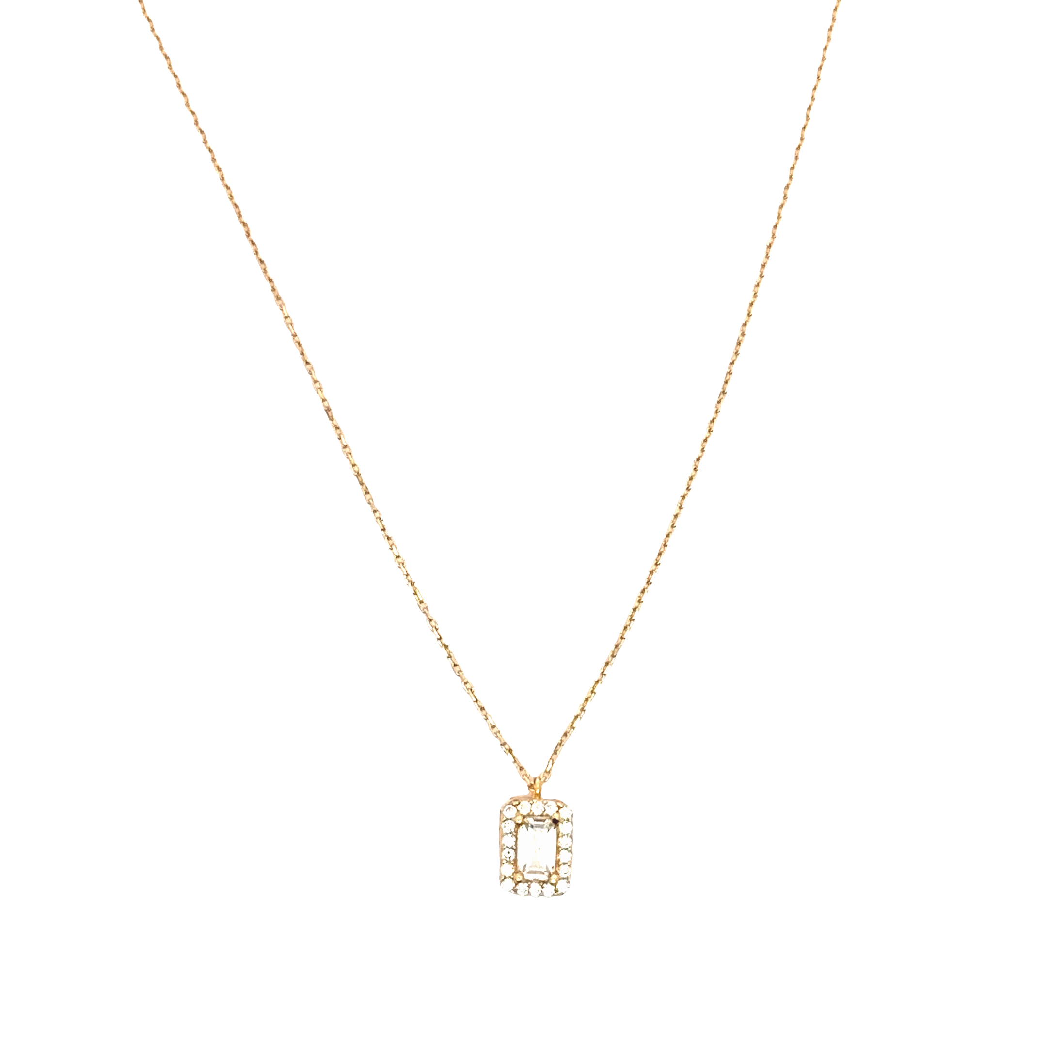 Yellow Gold Chain Necklace with brillant Pendant