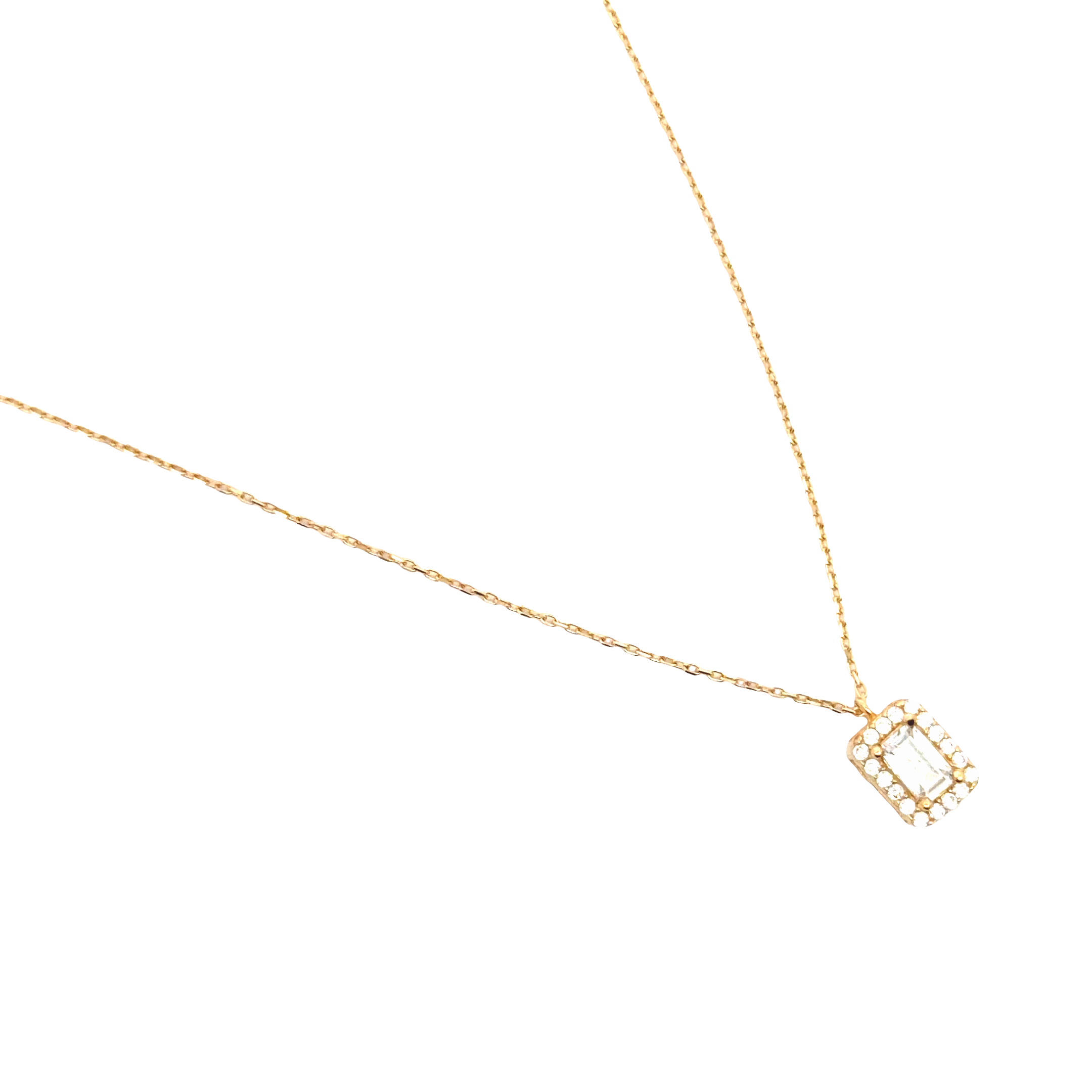 Yellow Gold Chain Necklace with brillant Pendant