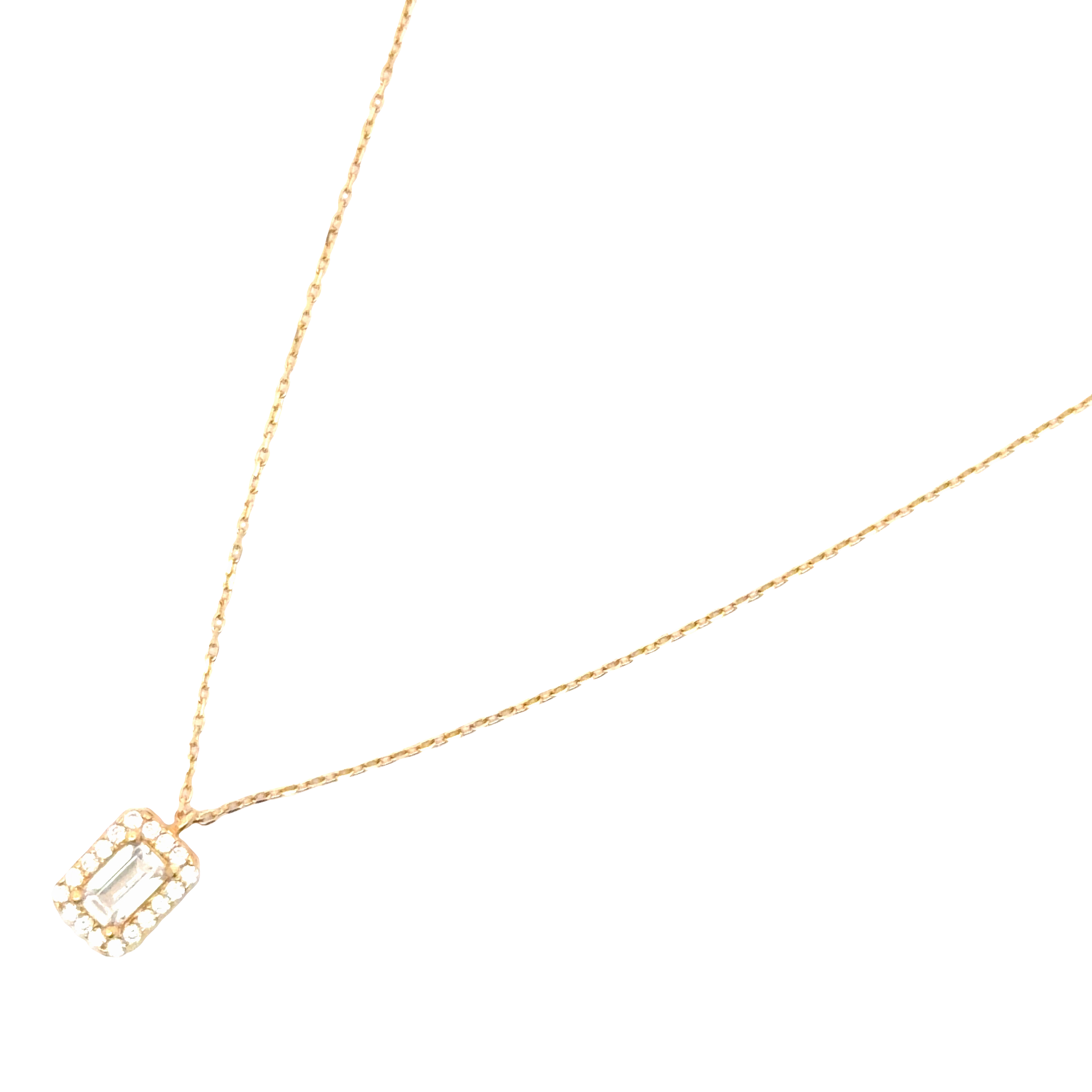 Yellow Gold Chain Necklace with brillant Pendant