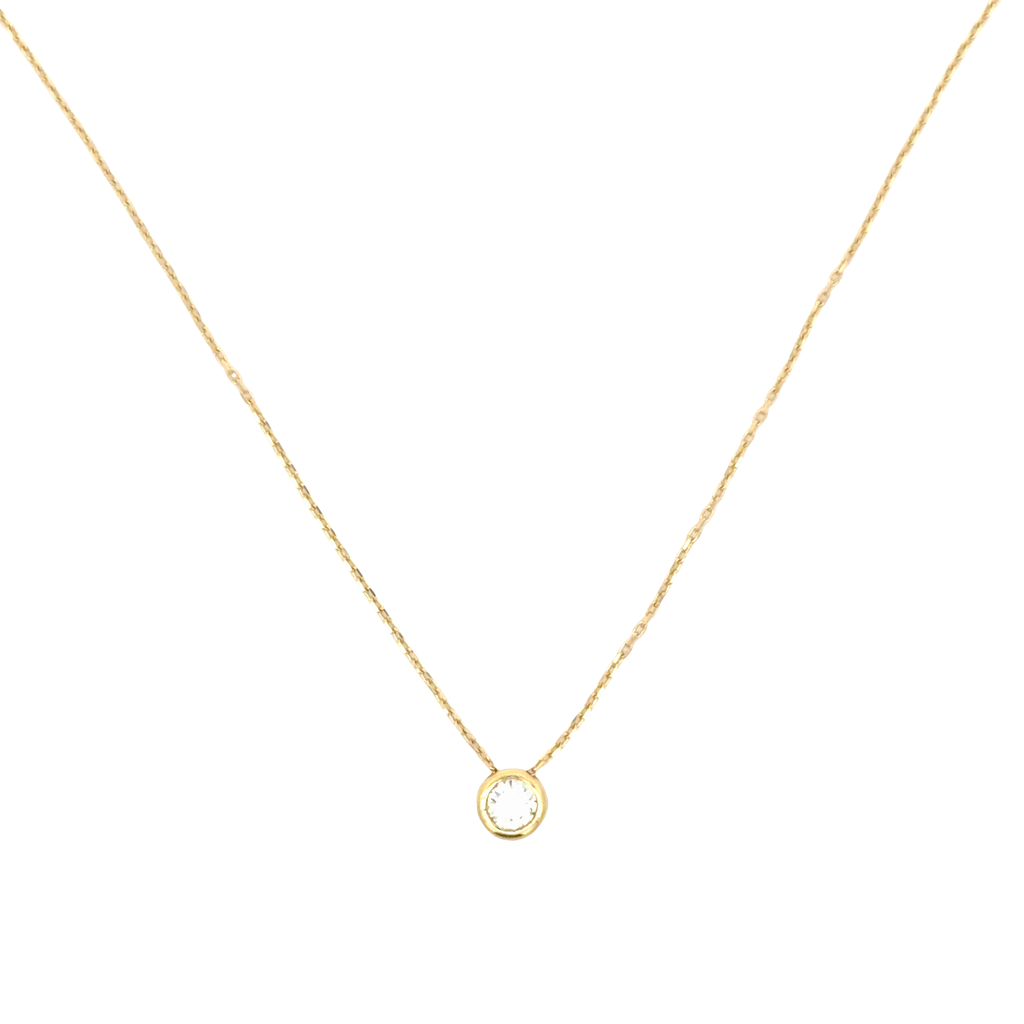 Yellow Gold brillant Solitaire Pendant Necklace
