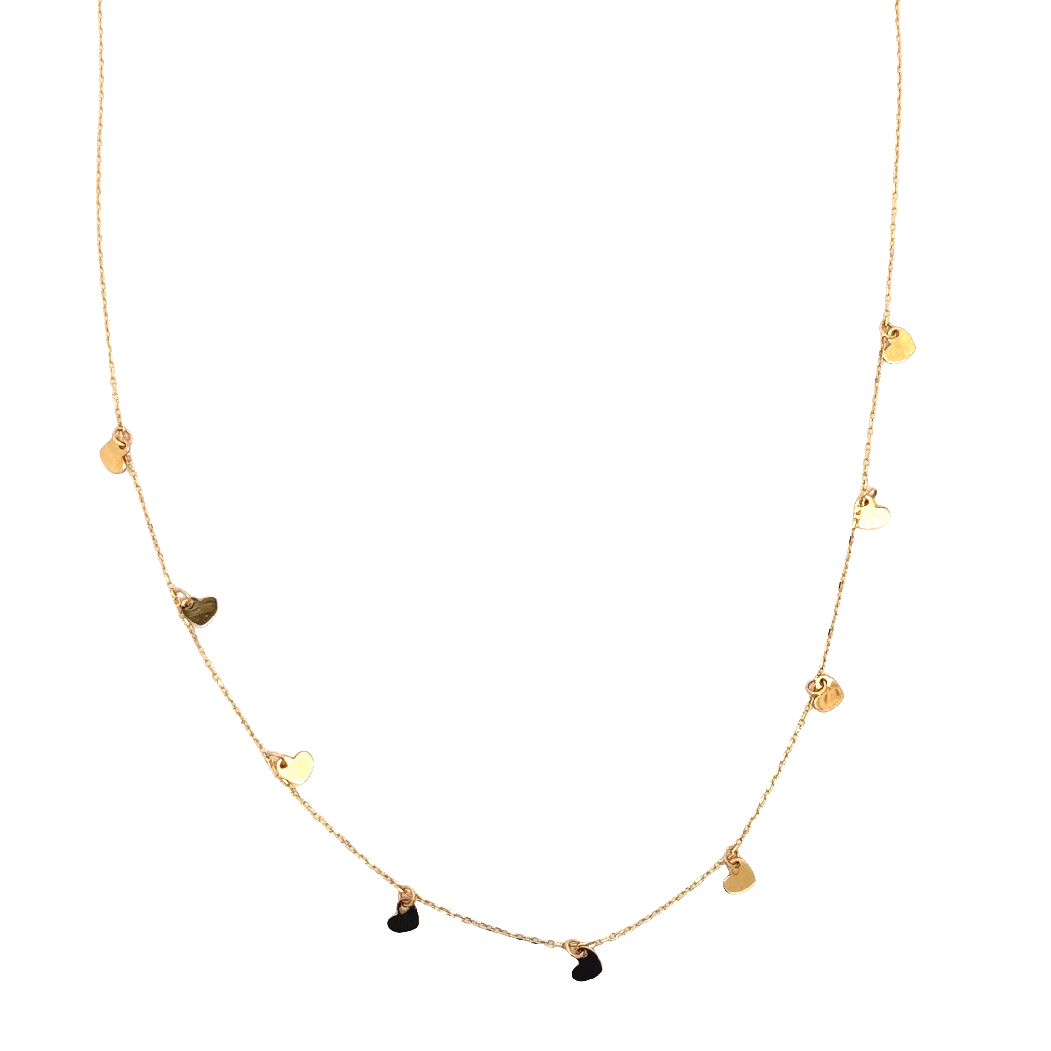 Yellow Gold Heart Charm Necklace Minimalist Jewelry