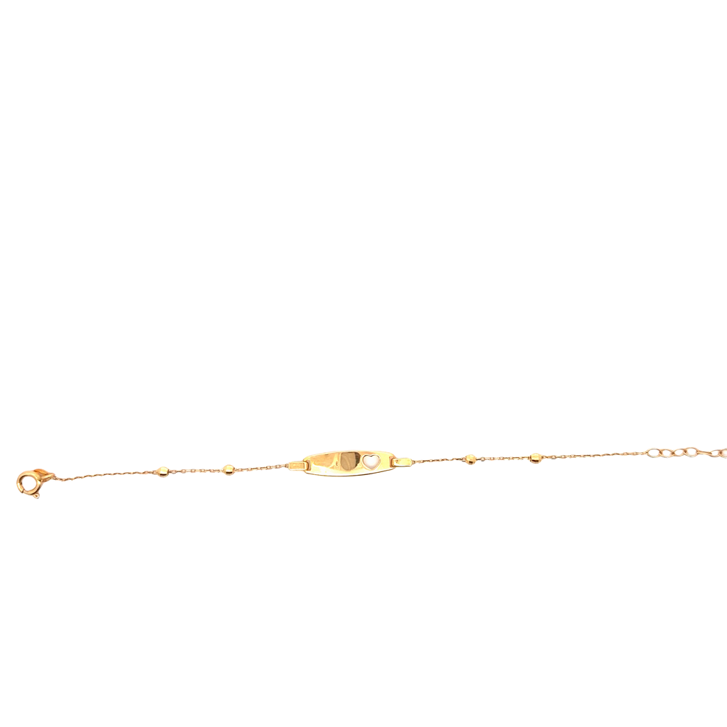 Yellow Gold Chain Bracelet with Heart ID Plate