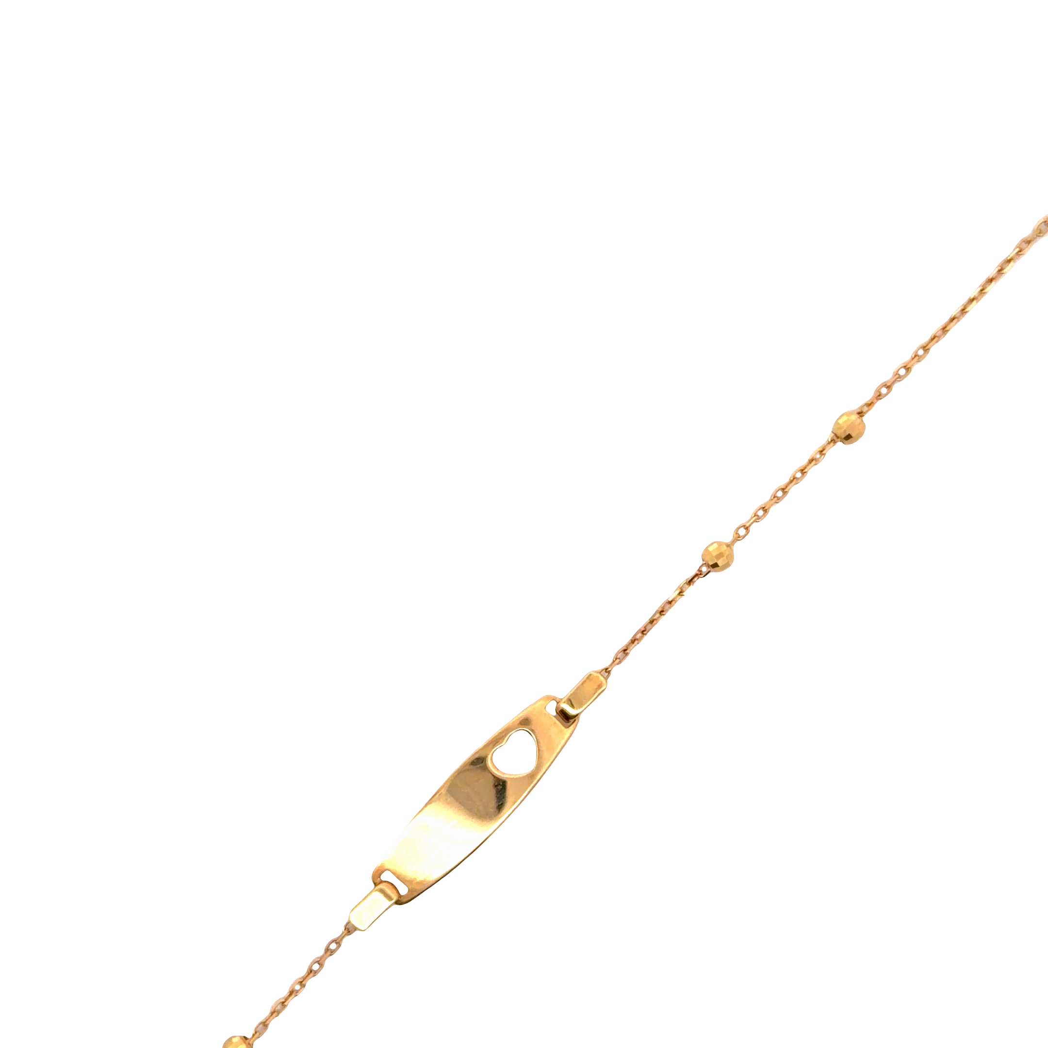 Yellow Gold Chain Bracelet with Heart ID Plate