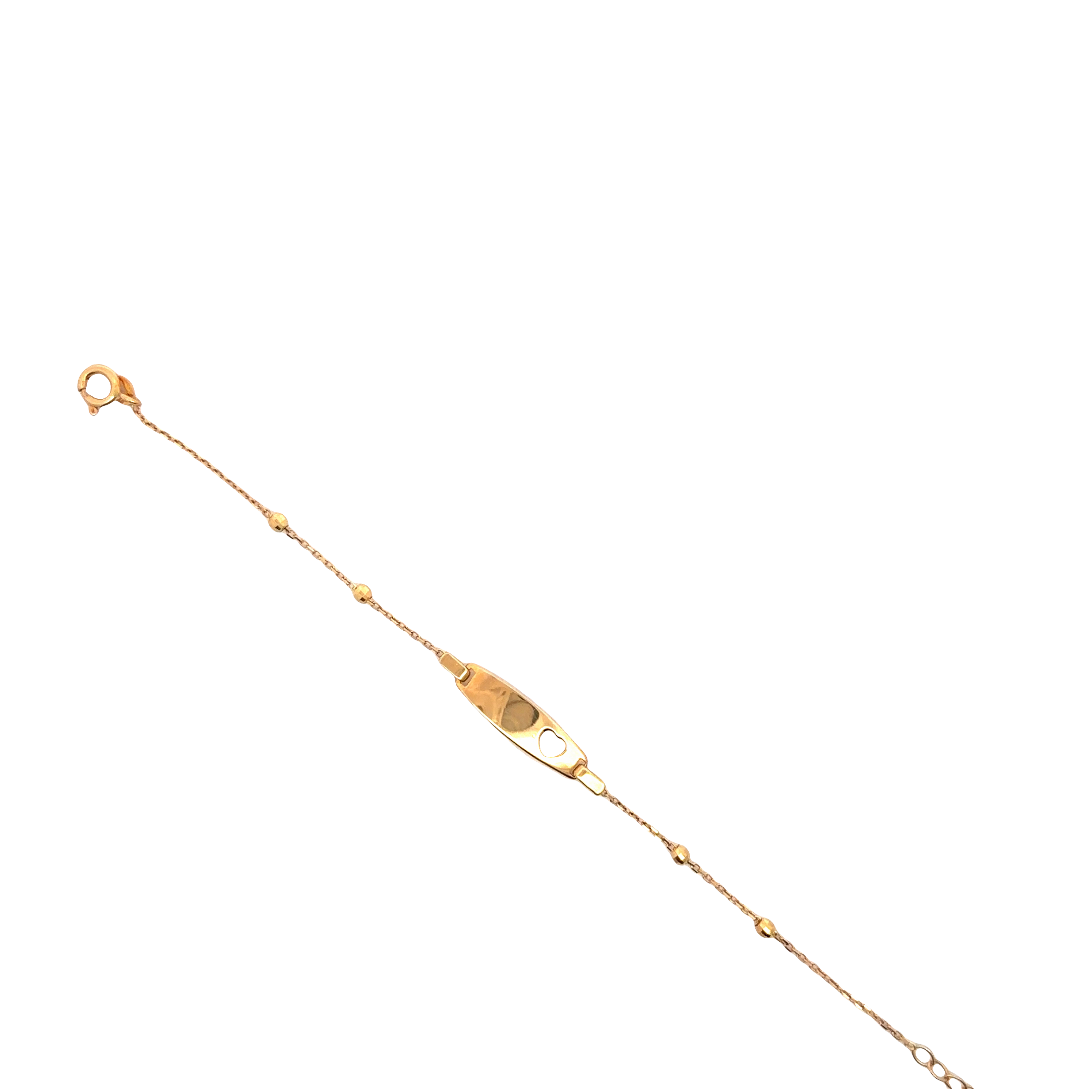 Yellow Gold Chain Bracelet with Heart ID Plate