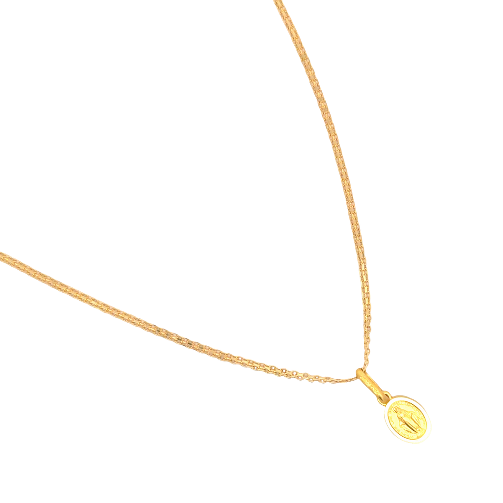 Yellow Gold Charm Necklace with Artistic and Inscribed Detailing