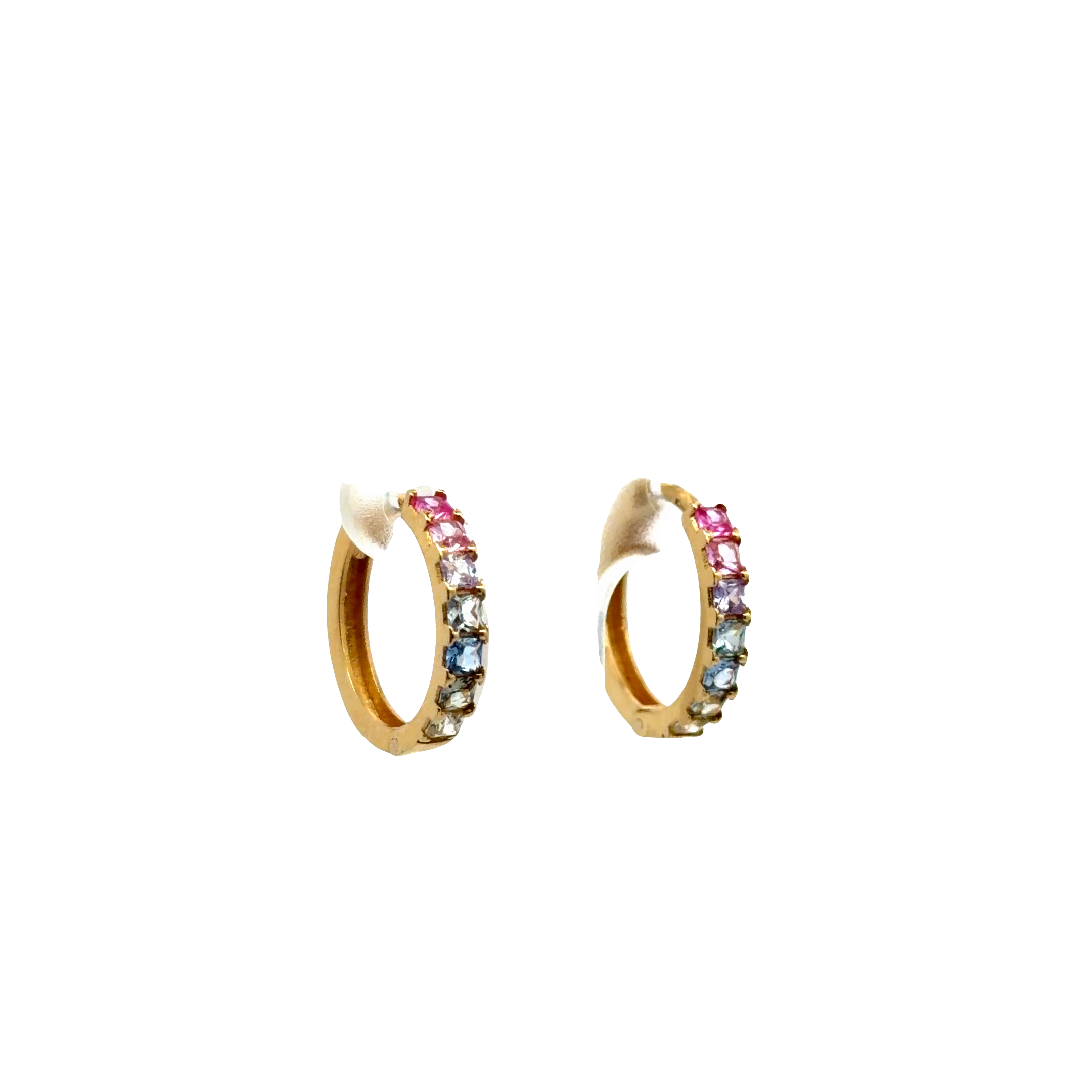 Yellow Gold Hoop Earrings with Mixed-Cut brillant