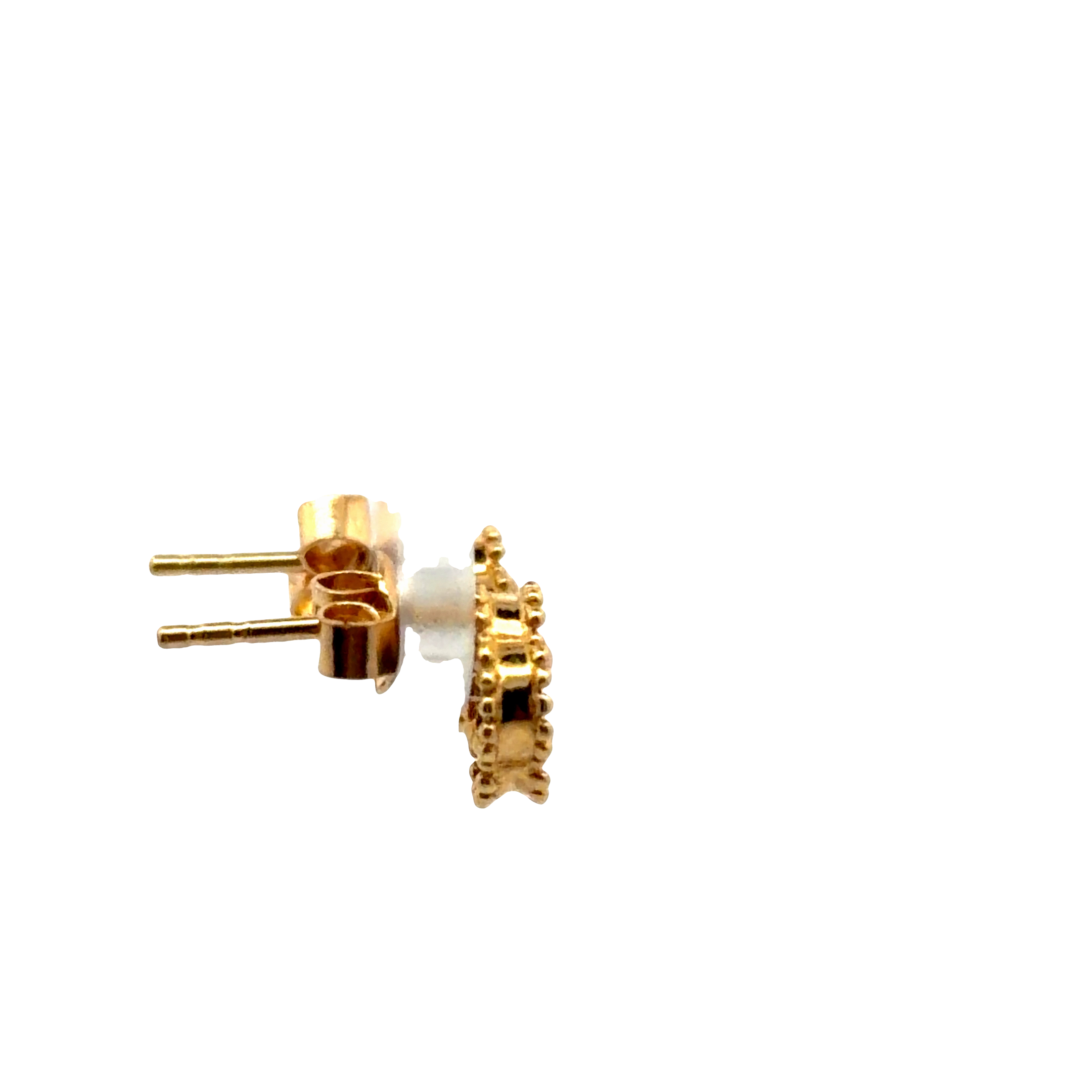 Yellow Gold Stud Earrings with Clover black