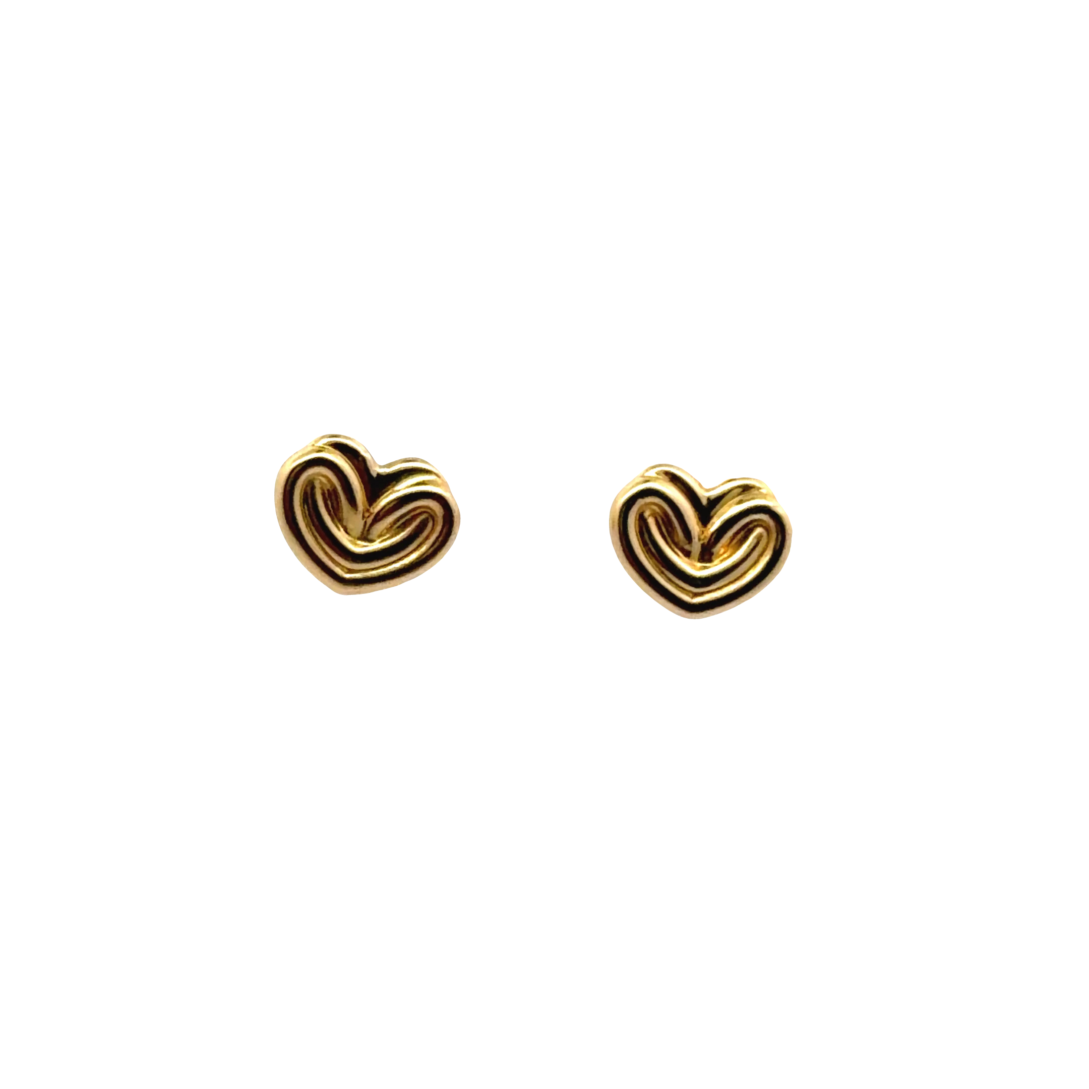Yellow Gold Heart-Shaped Stud Earrings